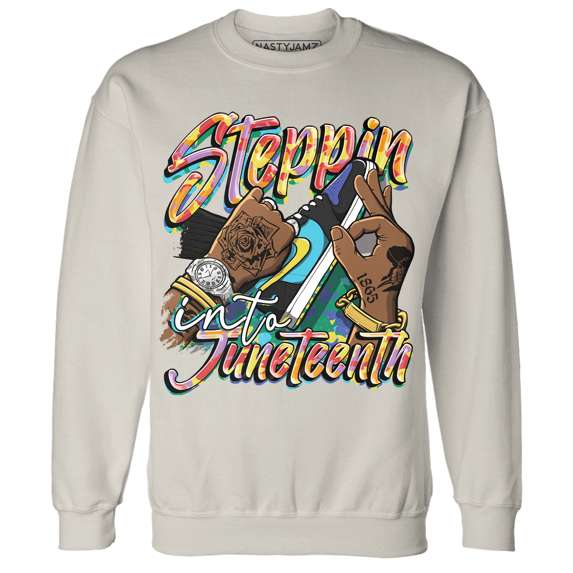 Mid GS Six Championships 1s Sweatshirt Match Step Into Juneteenth - NastyJamz