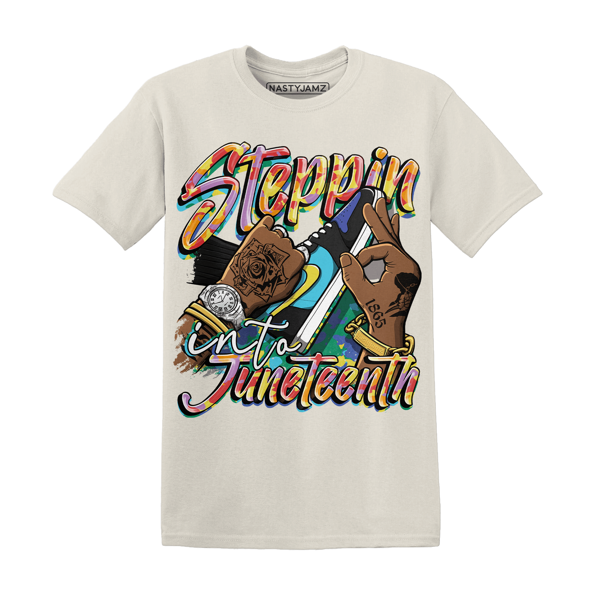 Mid GS Six Championships 1s T Shirt Match Step Into Juneteenth - NastyJamz