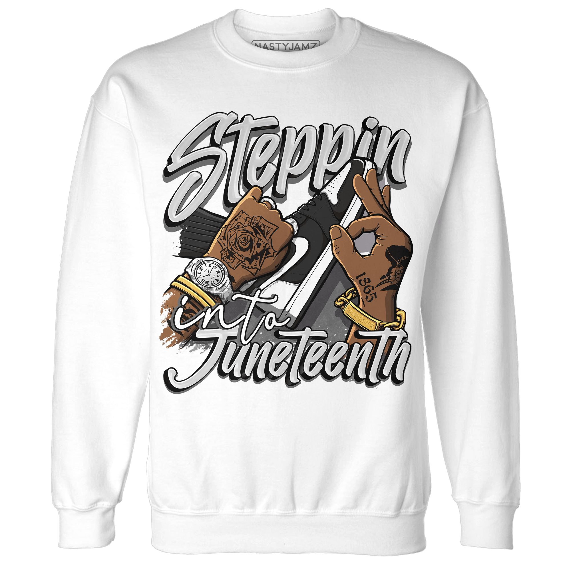 Retro High OG Black White 1s Sweatshirt Match Step Into Juneteenth - NastyJamz