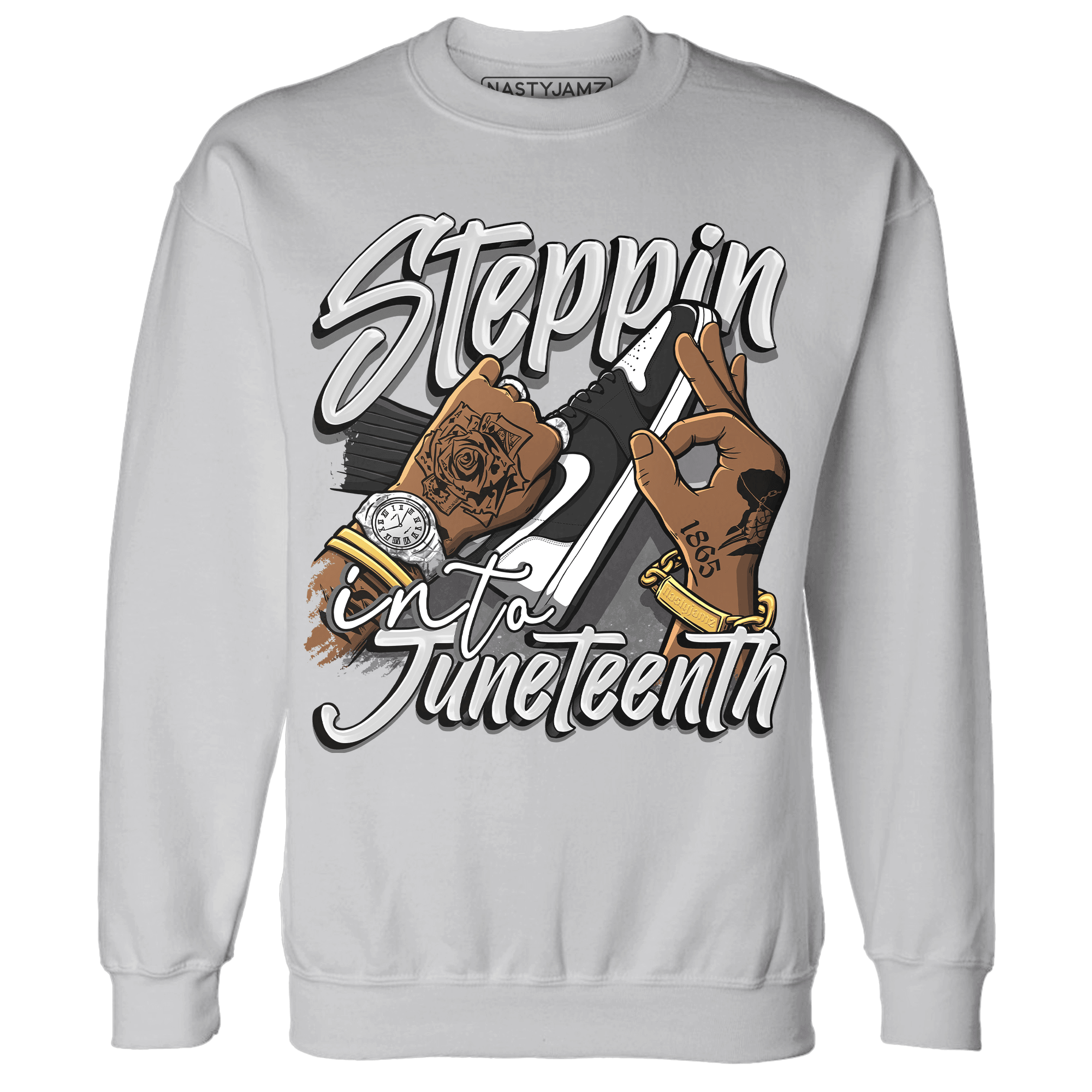 Retro High OG Black White 1s Sweatshirt Match Step Into Juneteenth - NastyJamz