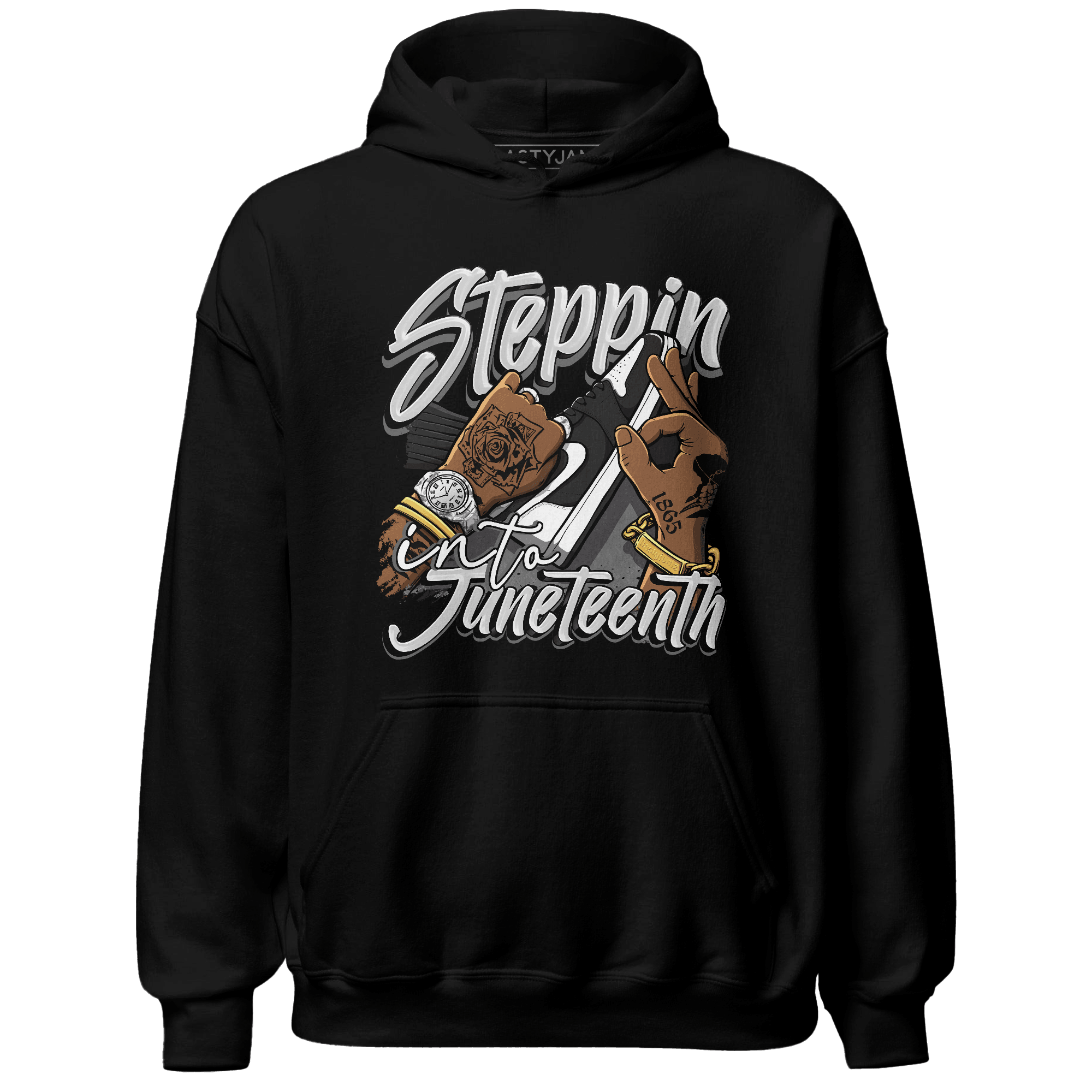 Retro High OG Black White 1s Hoodie Match Step Into Juneteenth - NastyJamz