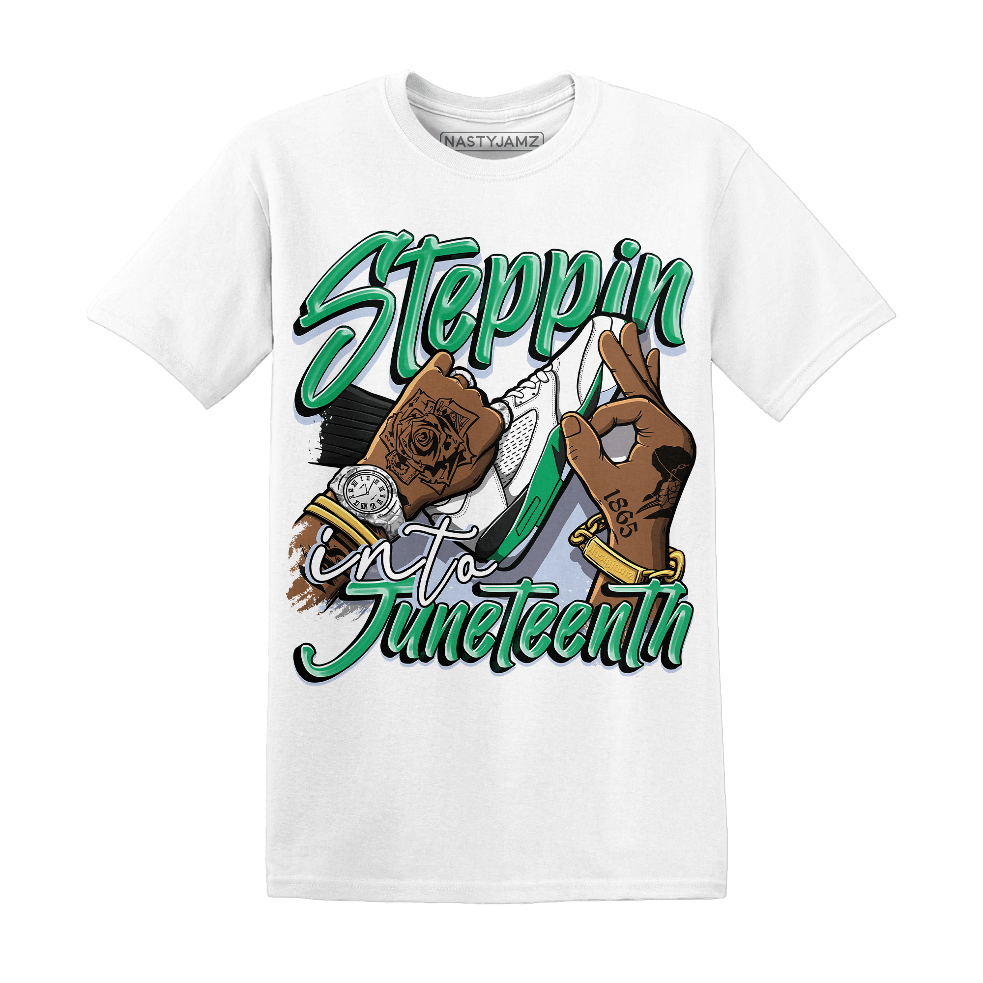 Lucky Green 5s T Shirt Match Step Into Juneteenth - NastyJamz