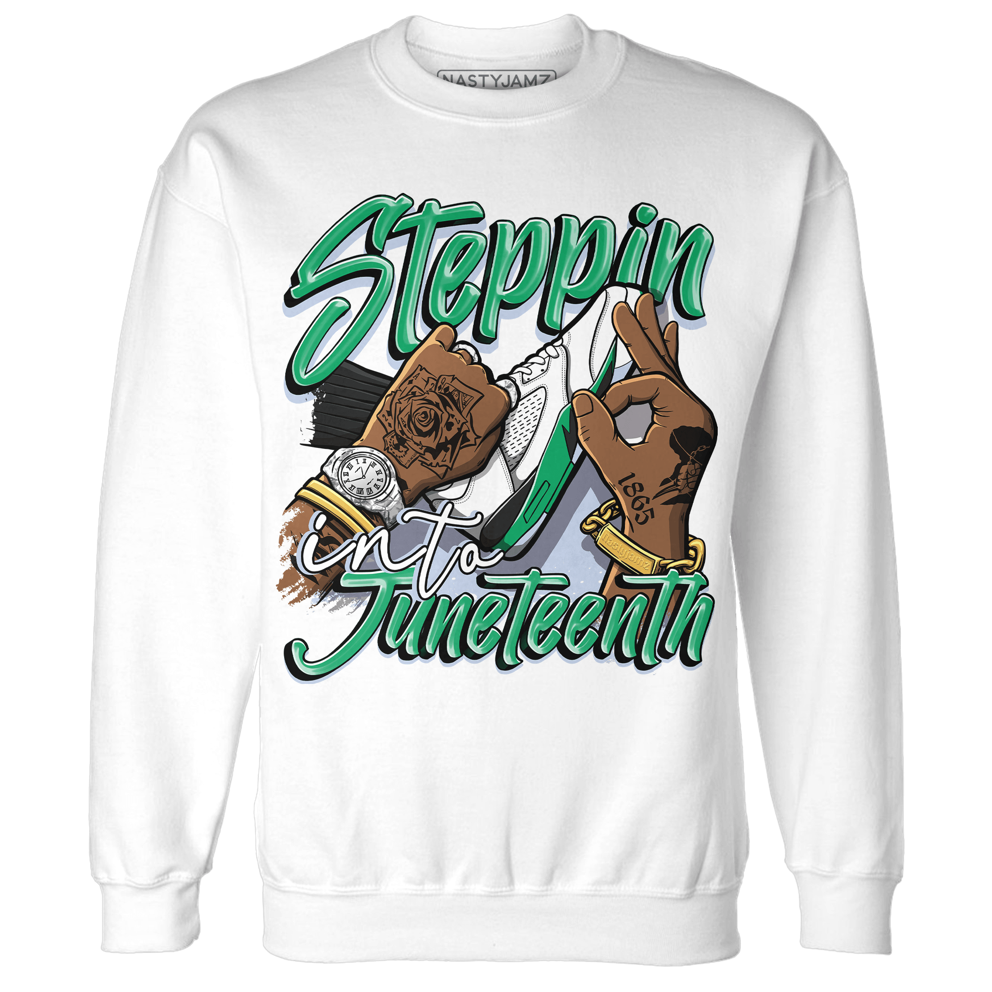 Lucky Green 5s Sweatshirt Match Step Into Juneteenth - NastyJamz