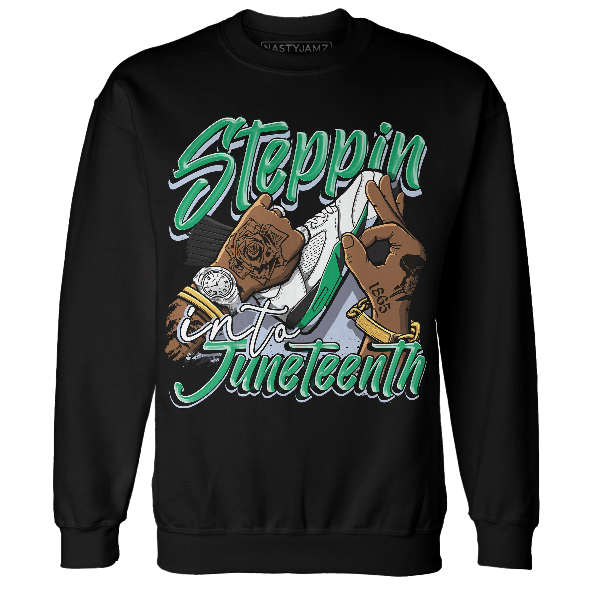 Lucky Green 5s Sweatshirt Match Step Into Juneteenth - NastyJamz