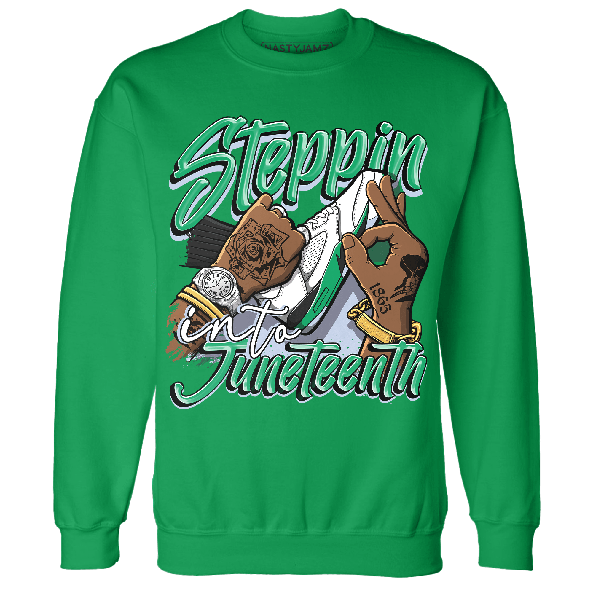 Lucky Green 5s Sweatshirt Match Step Into Juneteenth - NastyJamz