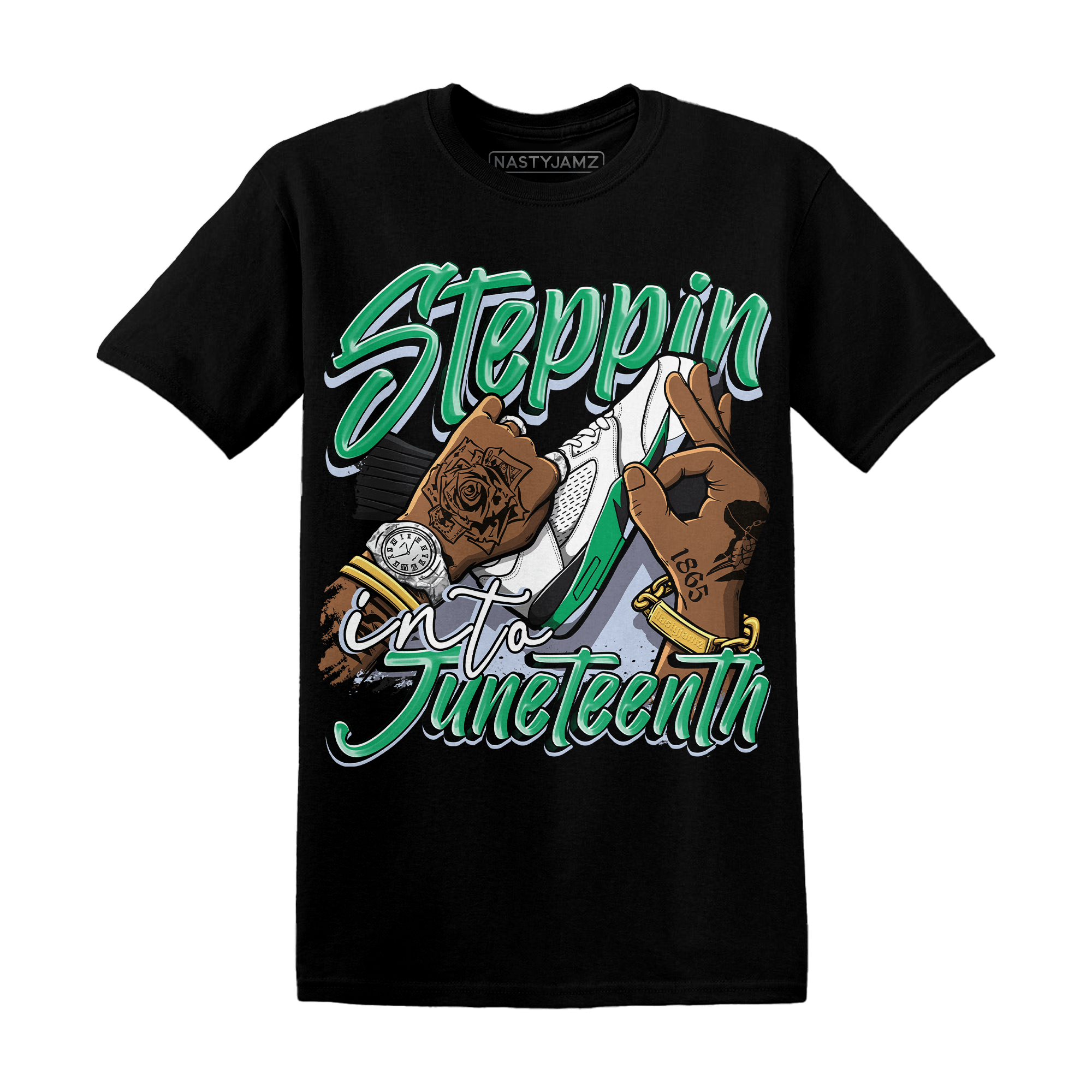 Lucky Green 5s T Shirt Match Step Into Juneteenth - NastyJamz