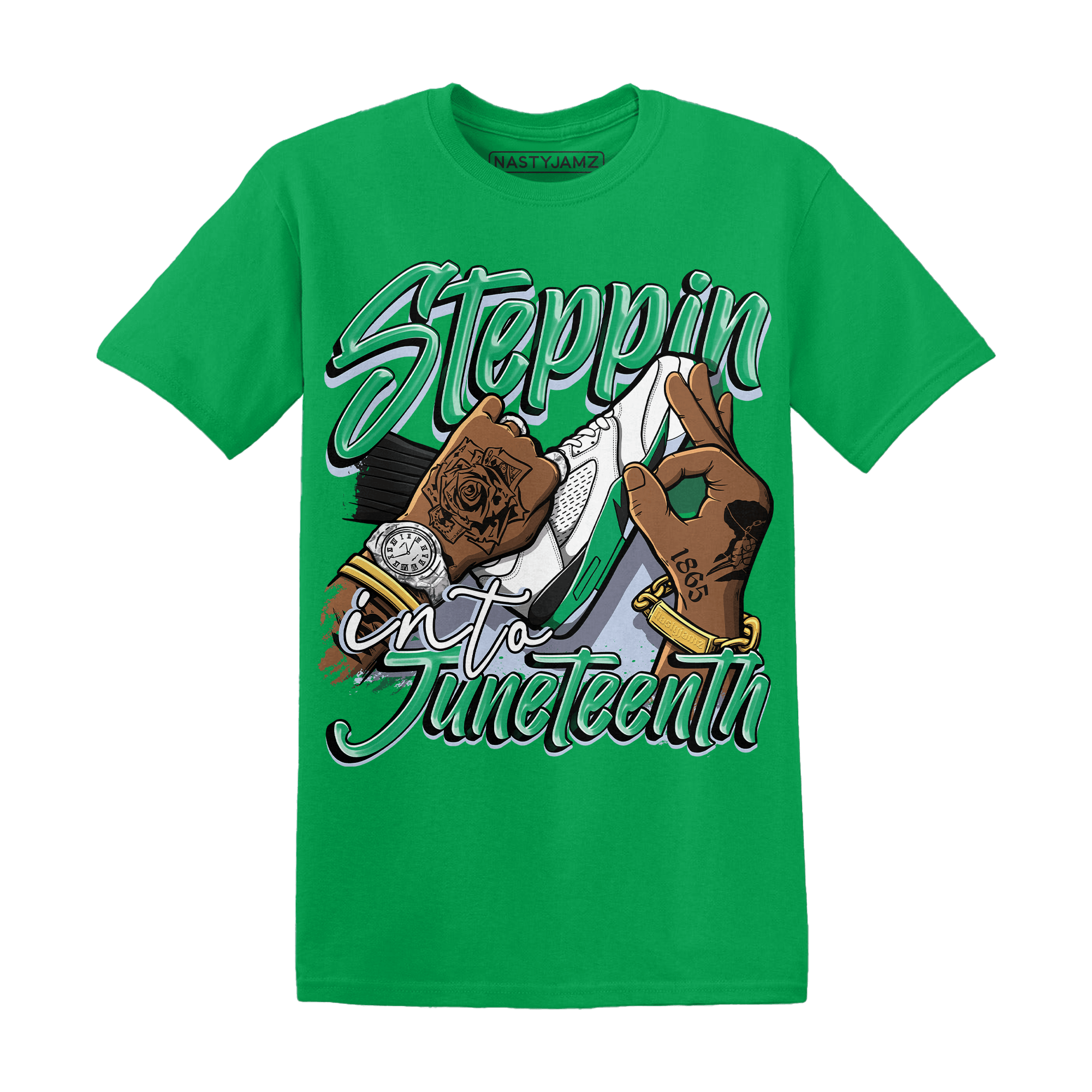Lucky Green 5s T Shirt Match Step Into Juneteenth - NastyJamz
