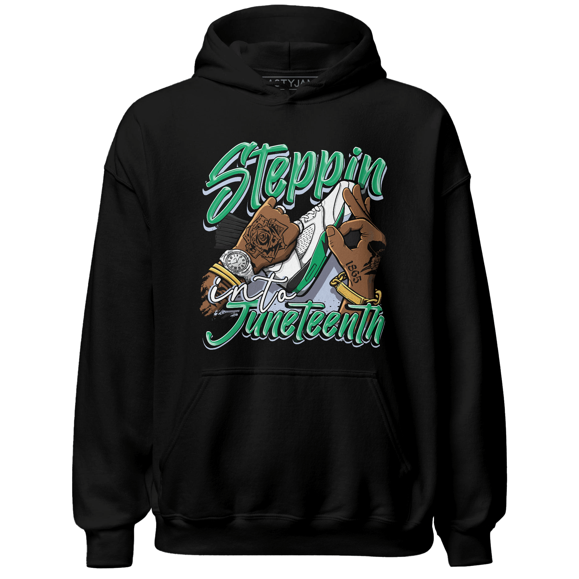 Lucky Green 5s Hoodie Match Step Into Juneteenth - NastyJamz