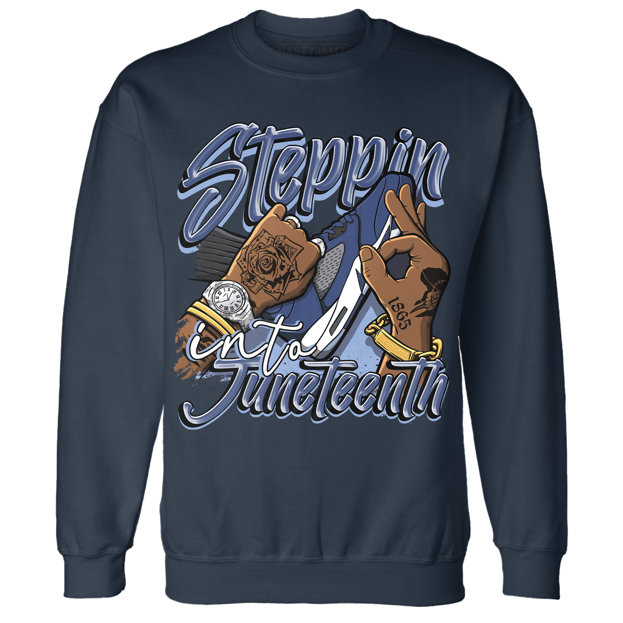 Midnight Navy 5s Sweatshirt Match Step Into Juneteenth - NastyJamz