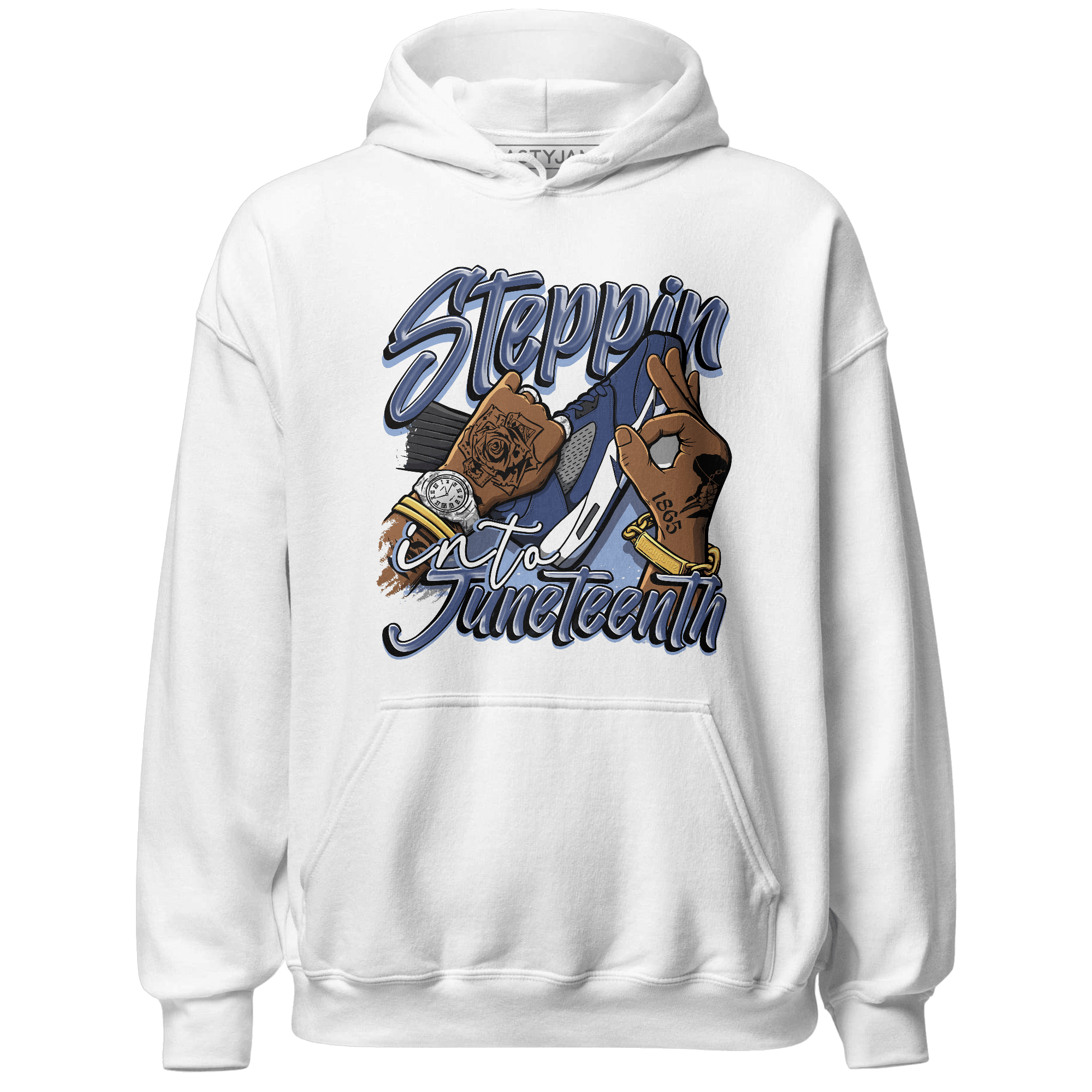 Midnight Navy 5s Hoodie Match Step Into Juneteenth - NastyJamz