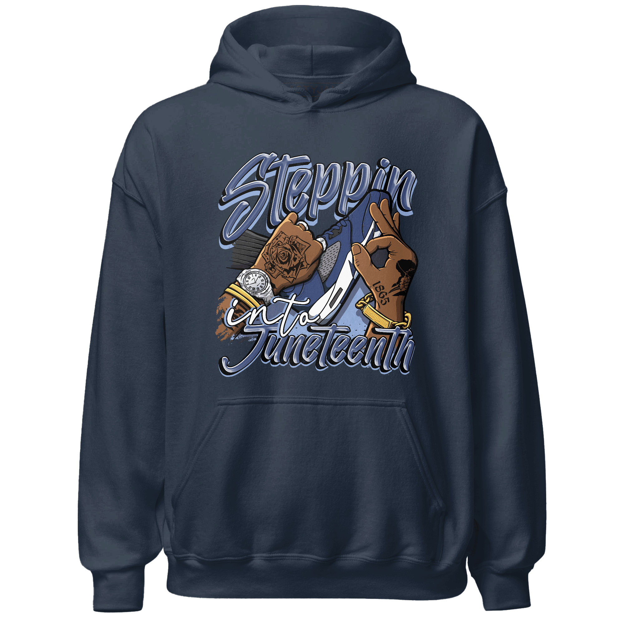 Midnight Navy 5s Hoodie Match Step Into Juneteenth - NastyJamz