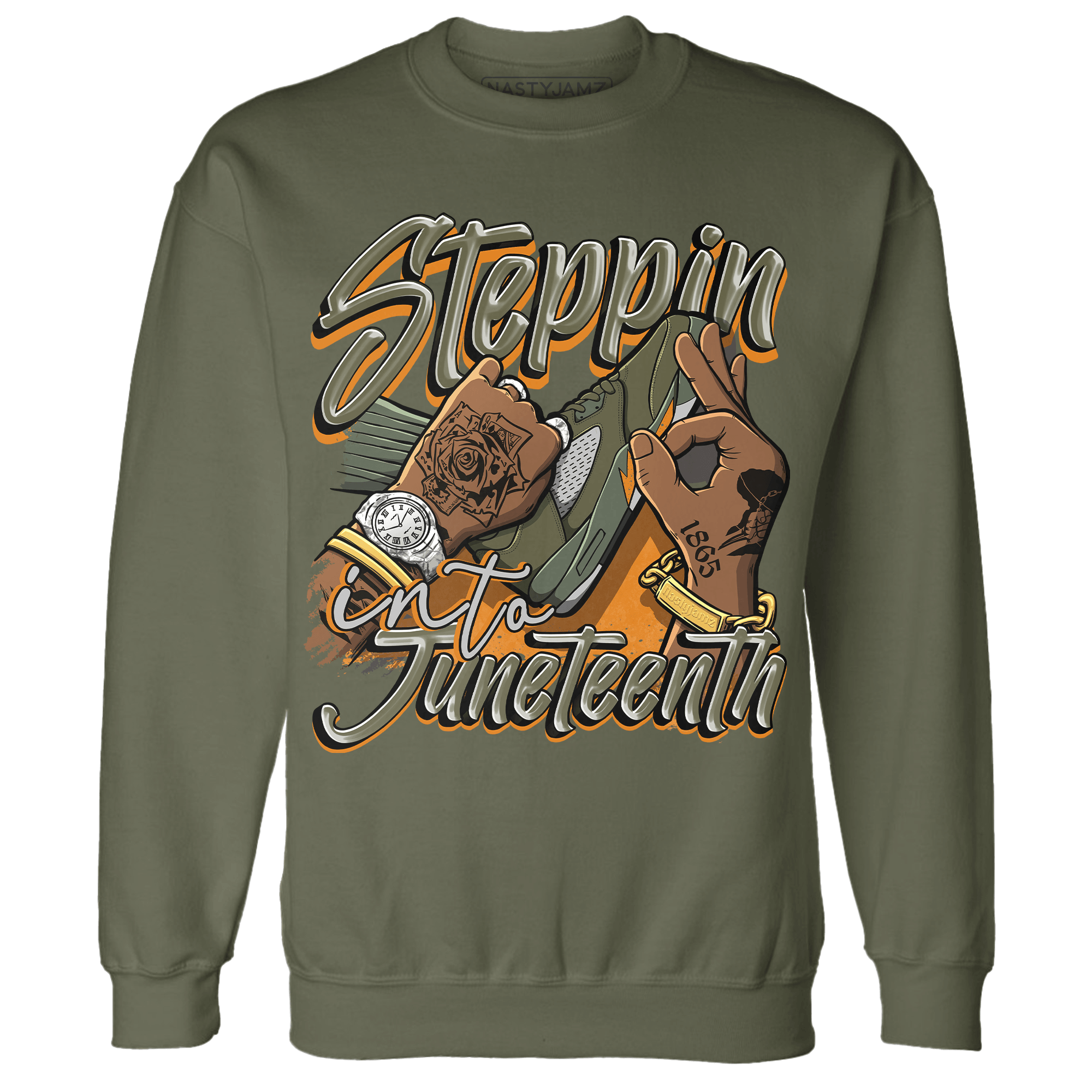 Olive 5s Sweatshirt Match Step Into Juneteenth - NastyJamz