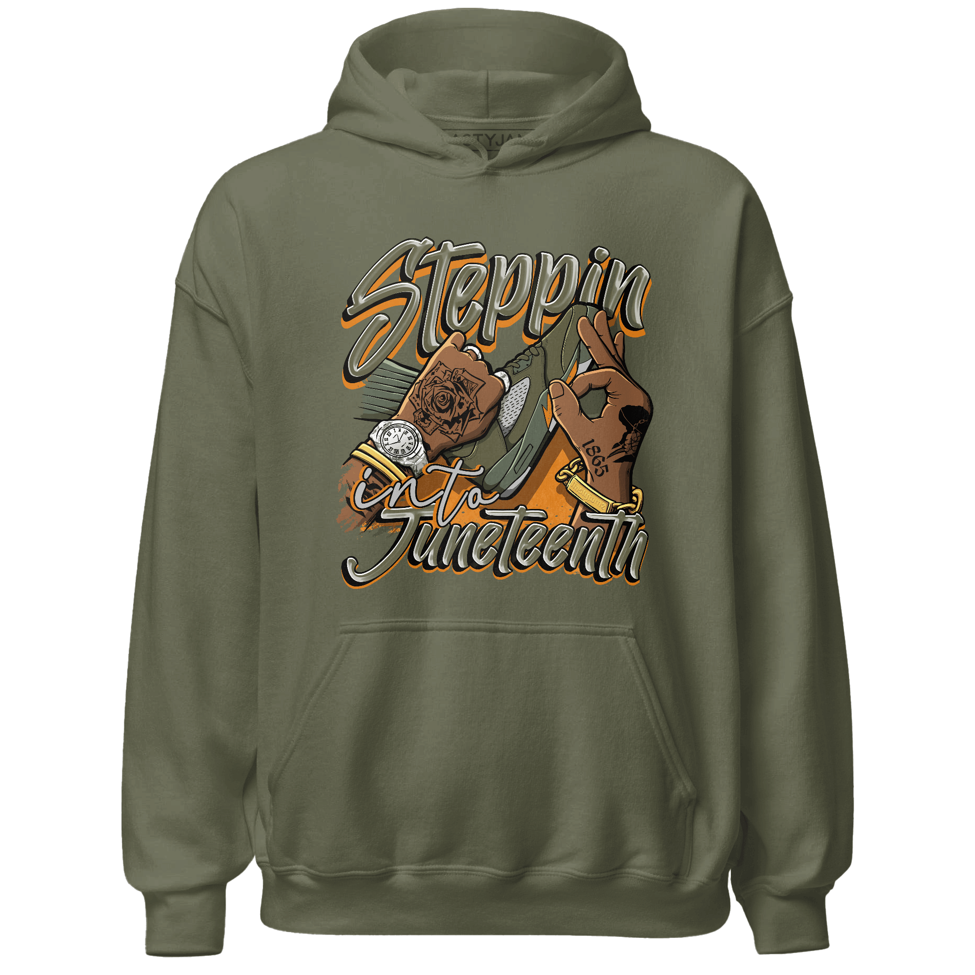 Olive 5s Hoodie Match Step Into Juneteenth - NastyJamz