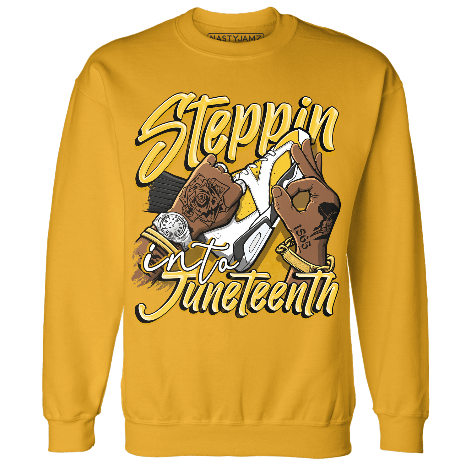 Yellow Ochre 6s Sweatshirt Match Step Into Juneteenth - NastyJamz