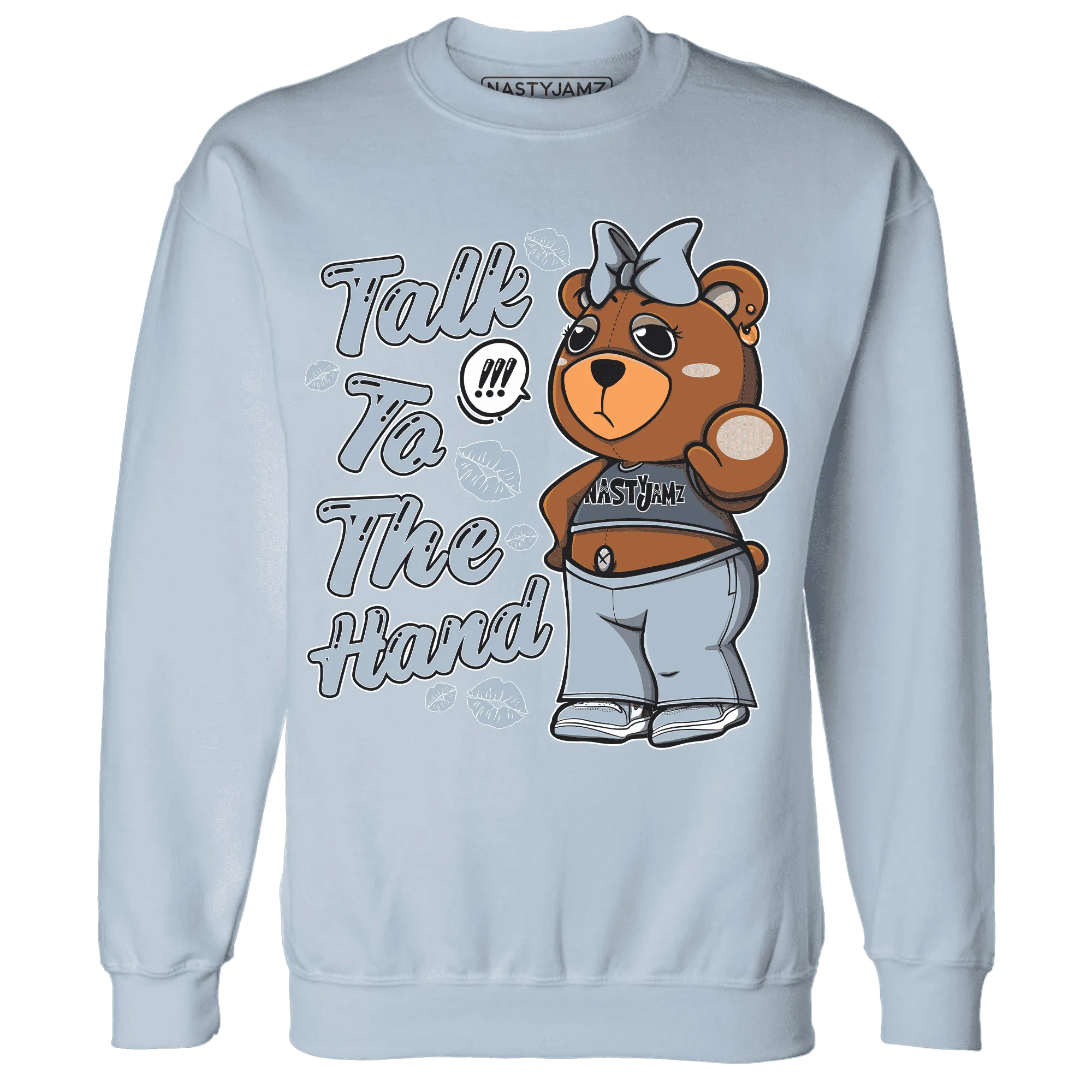 Mid-Diffused-Blue-Grey-1s-Sweatshirt-Match-Talk-To-The-Hand-BERNIE