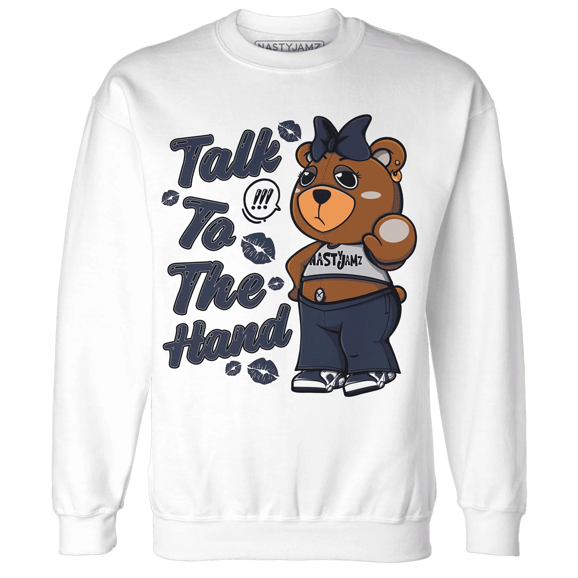 White-Navy-6s-Sweatshirt-Match-Talk-To-The-Hand-BERNIE