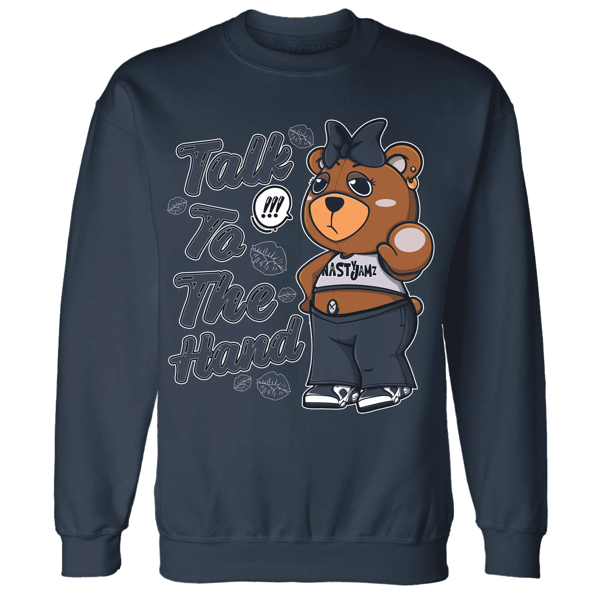 White-Navy-6s-Sweatshirt-Match-Talk-To-The-Hand-BERNIE