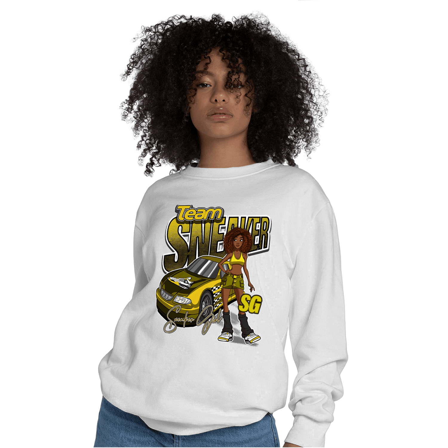 Vivid Sulfur 4s Sweatshirt Match Team Sneaker Girl - NastyJamz