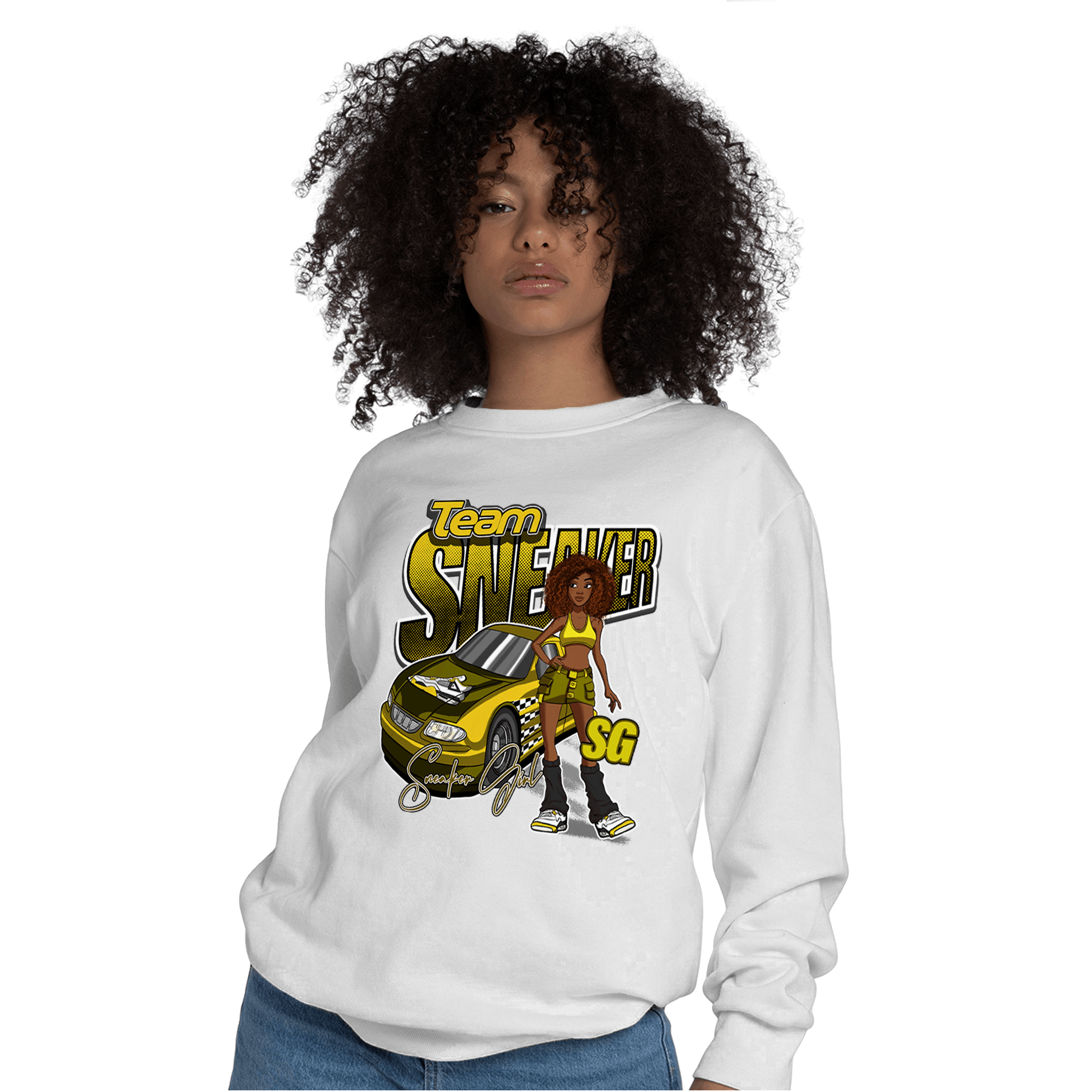 Vivid Sulfur 4s Sweatshirt Match Team Sneaker Girl - NastyJamz