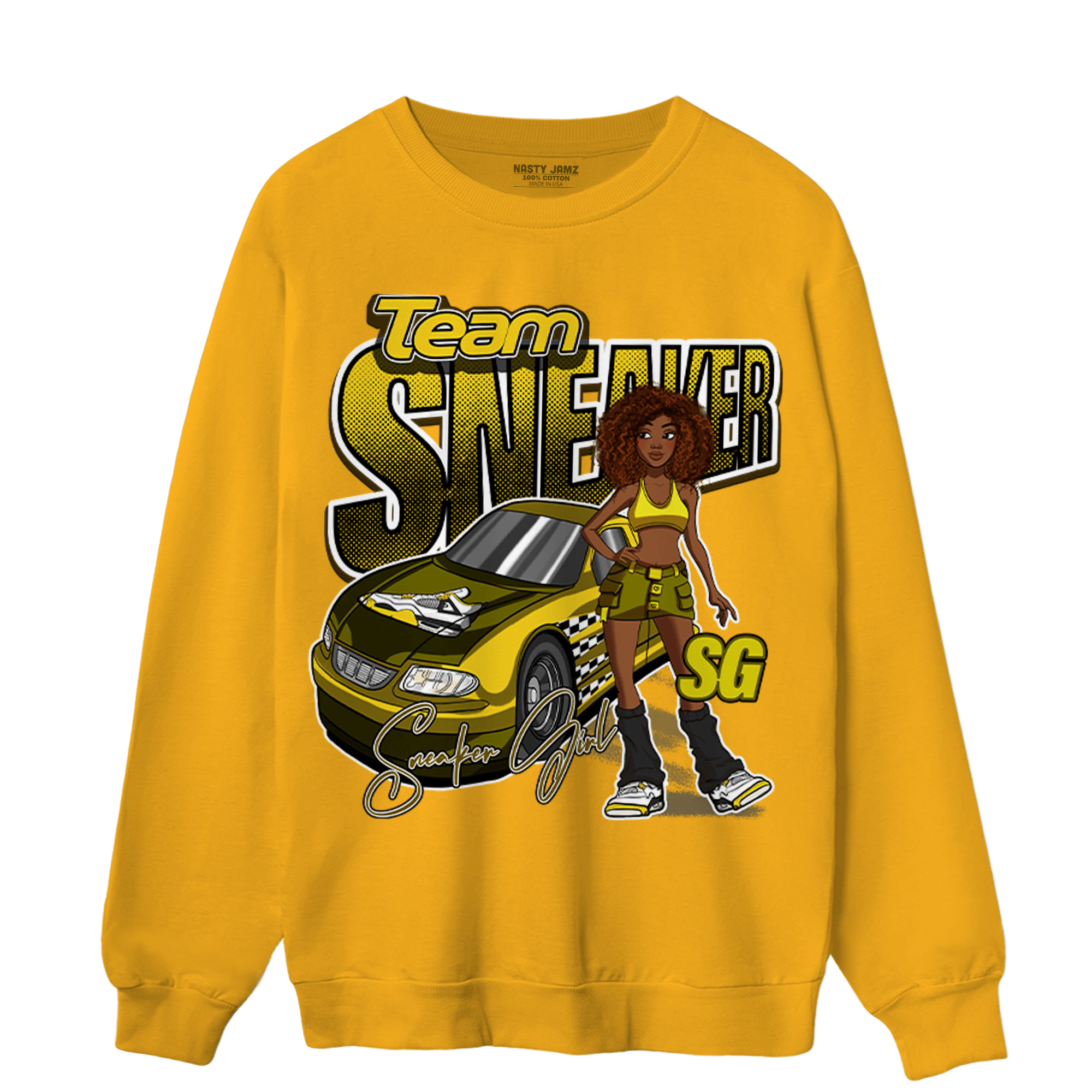 Vivid Sulfur 4s Sweatshirt Match Team Sneaker Girl - NastyJamz