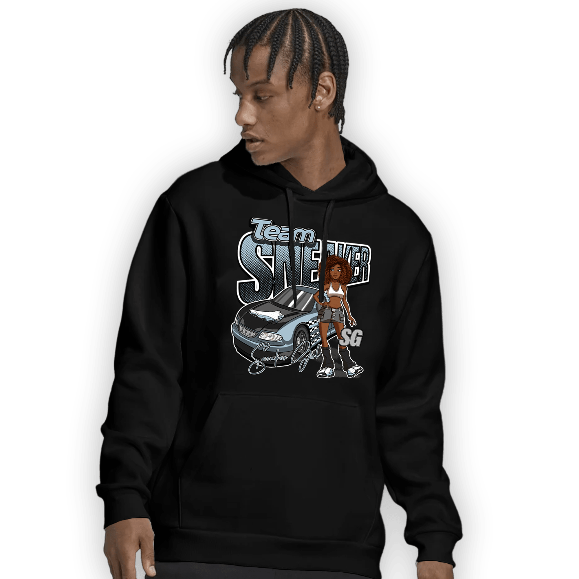 Blue Grey 13s Hoodie Match Team Sneaker Girl - NastyJamz