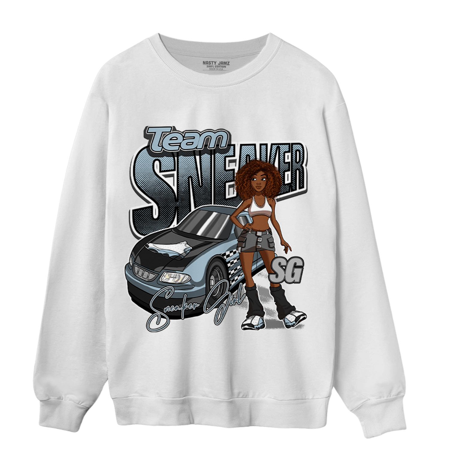 Blue Grey 13s Sweatshirt Match Team Sneaker Girl - NastyJamz
