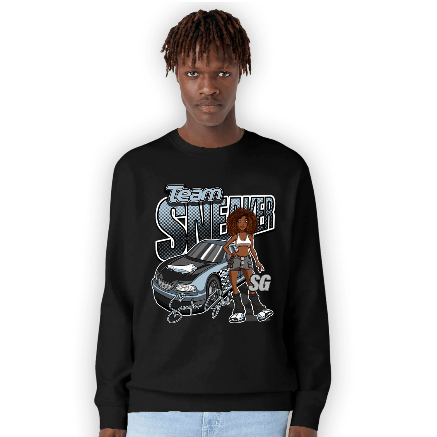 Blue Grey 13s Sweatshirt Match Team Sneaker Girl - NastyJamz