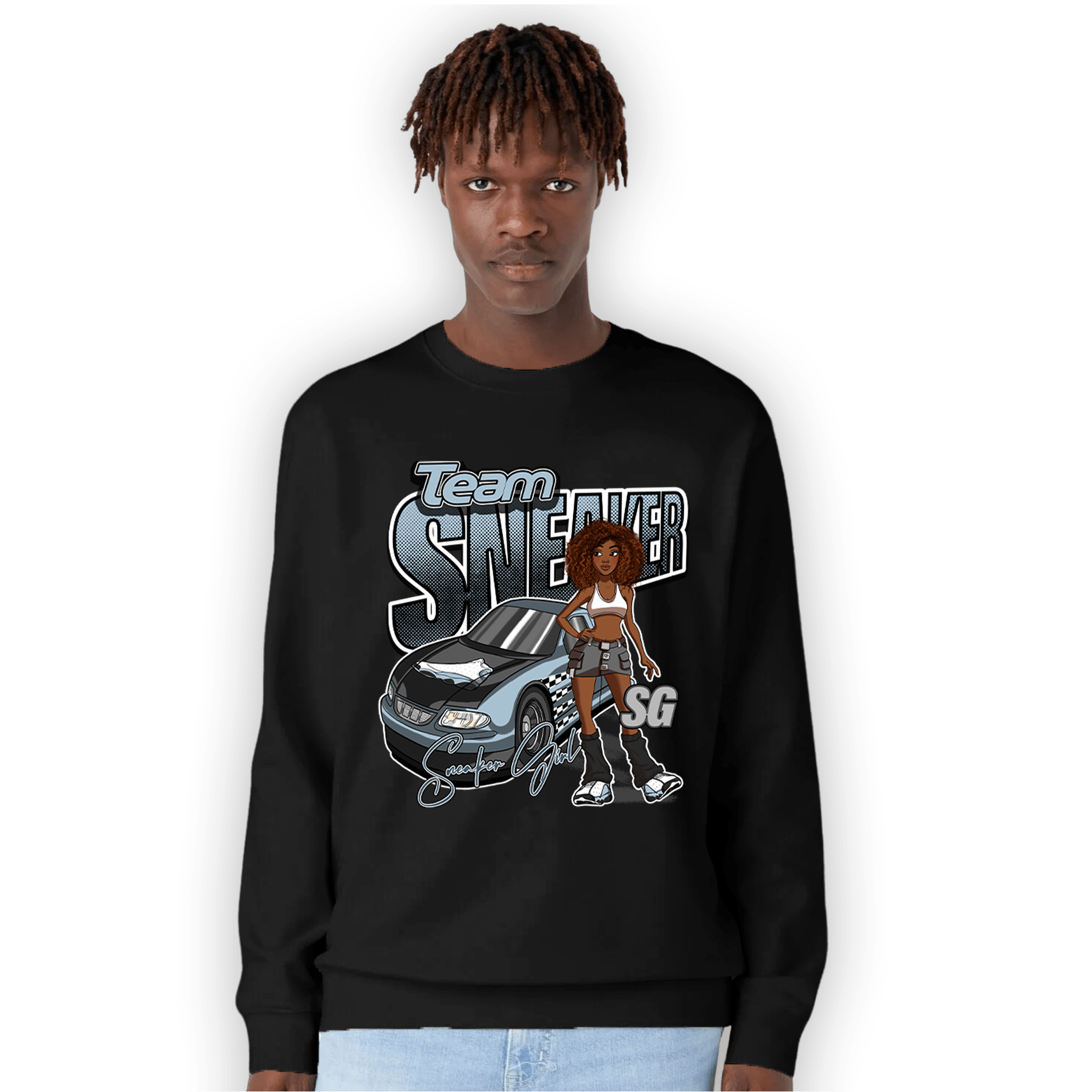 Blue Grey 13s Sweatshirt Match Team Sneaker Girl - NastyJamz