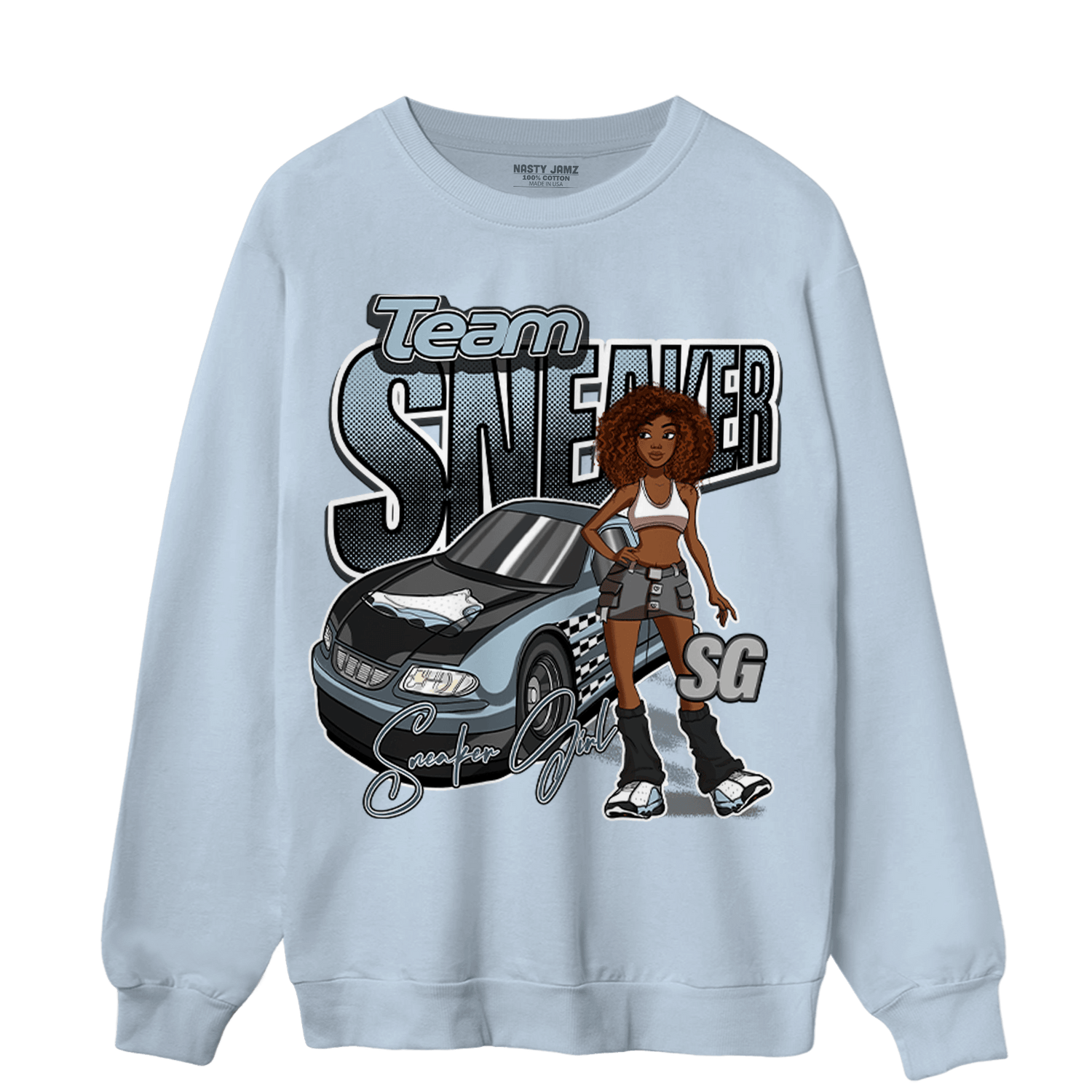 Blue Grey 13s Sweatshirt Match Team Sneaker Girl - NastyJamz
