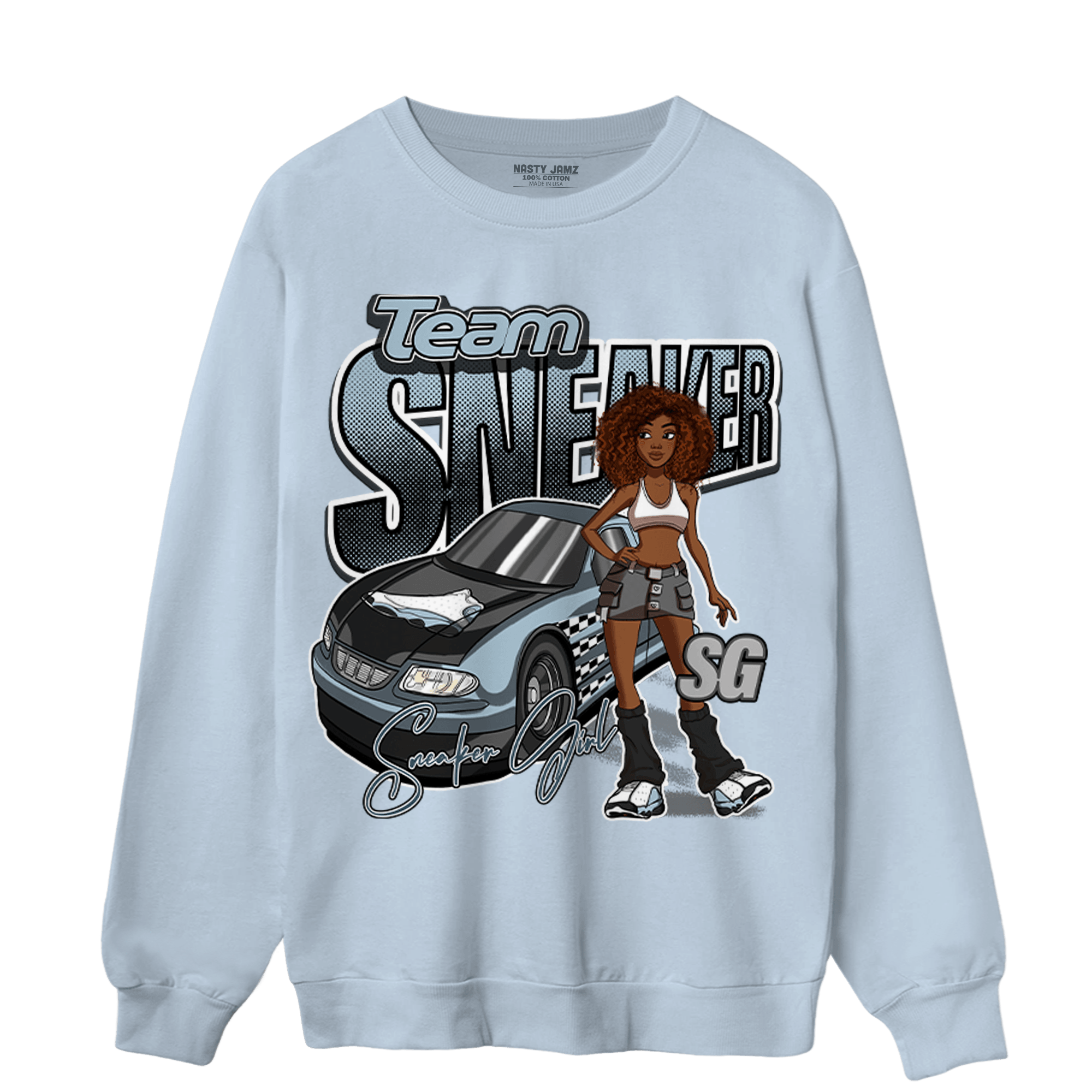 Blue Grey 13s Sweatshirt Match Team Sneaker Girl - NastyJamz