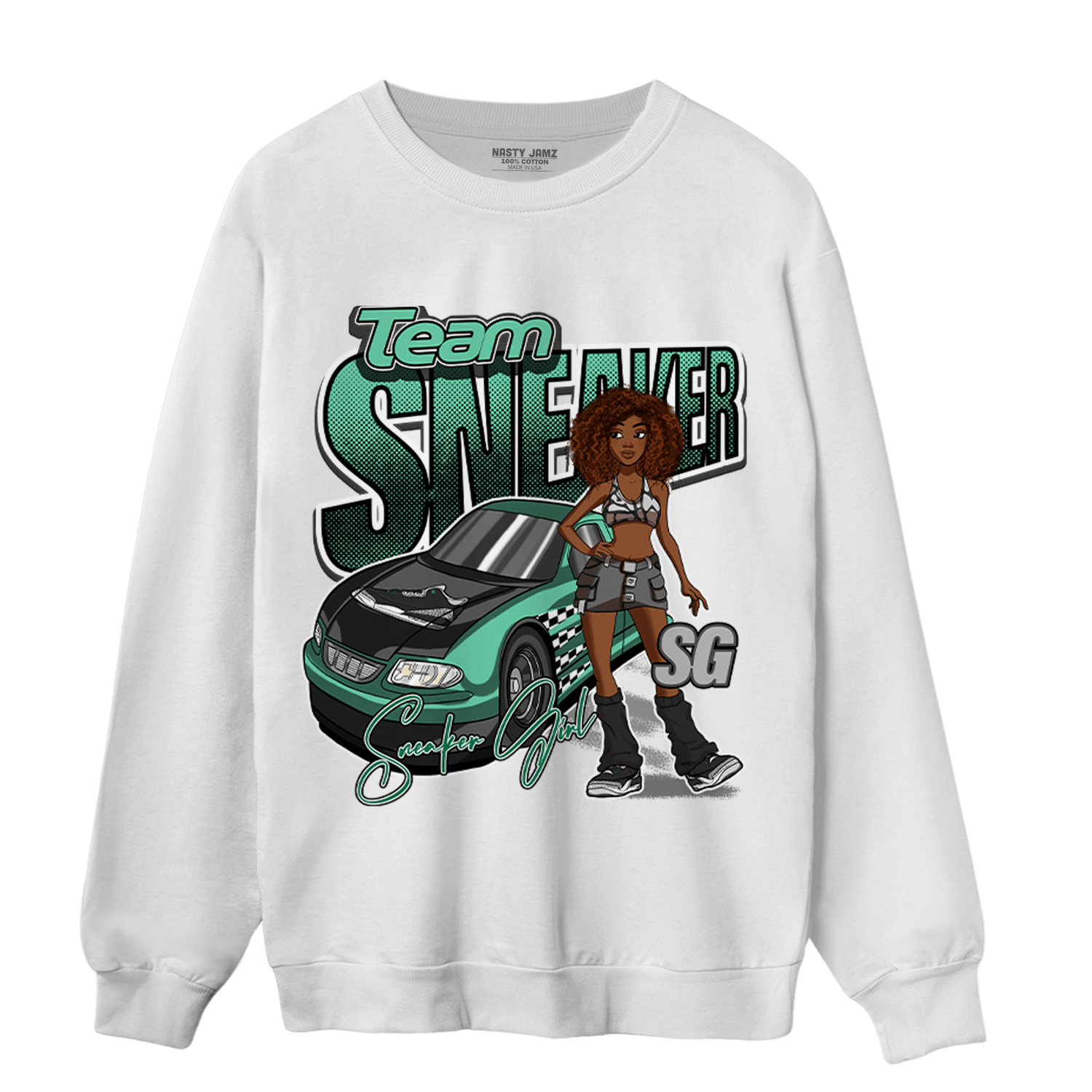 Green Glow 3s Sweatshirt Match Team Sneaker Girl - NastyJamz