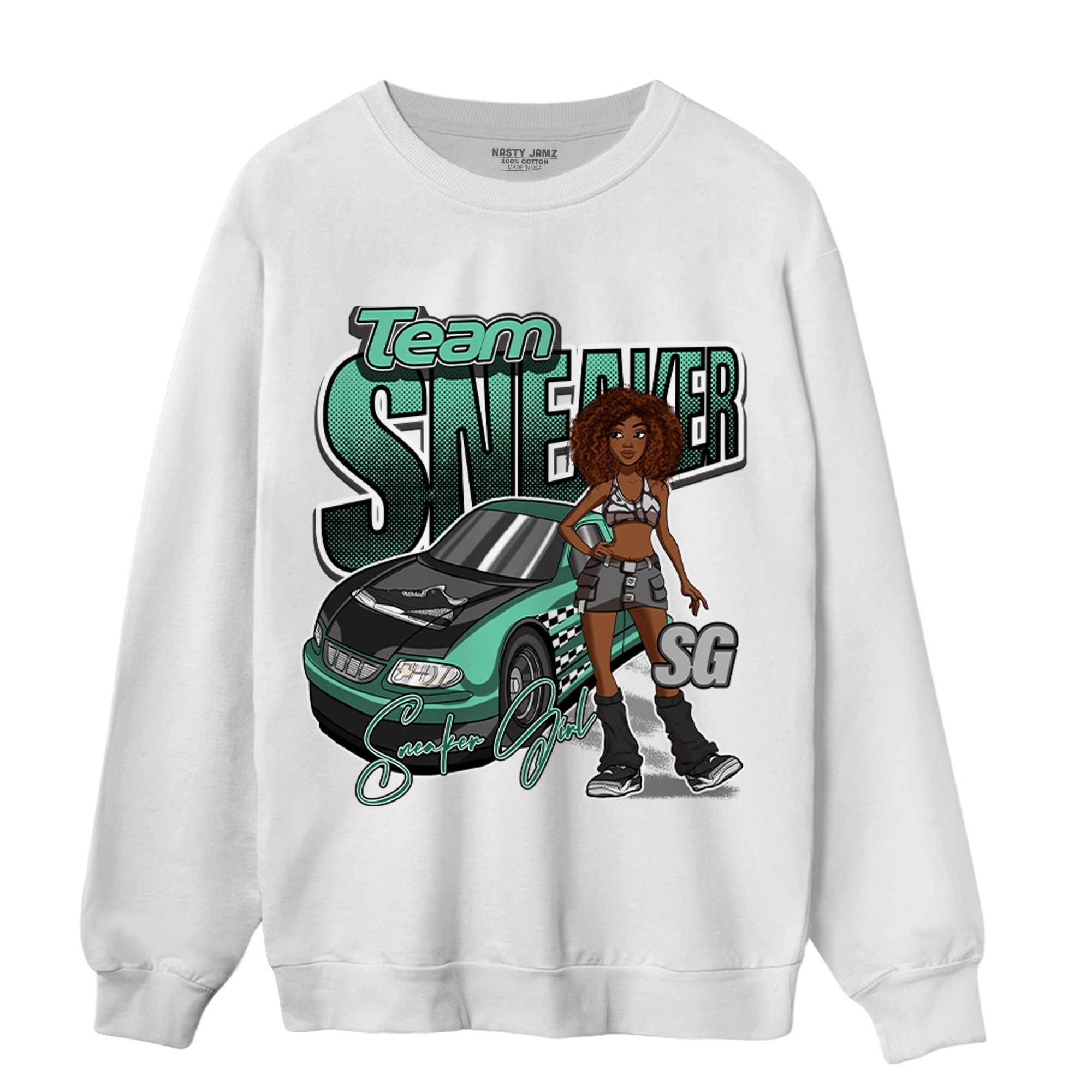 Green Glow 3s Sweatshirt Match Team Sneaker Girl - NastyJamz