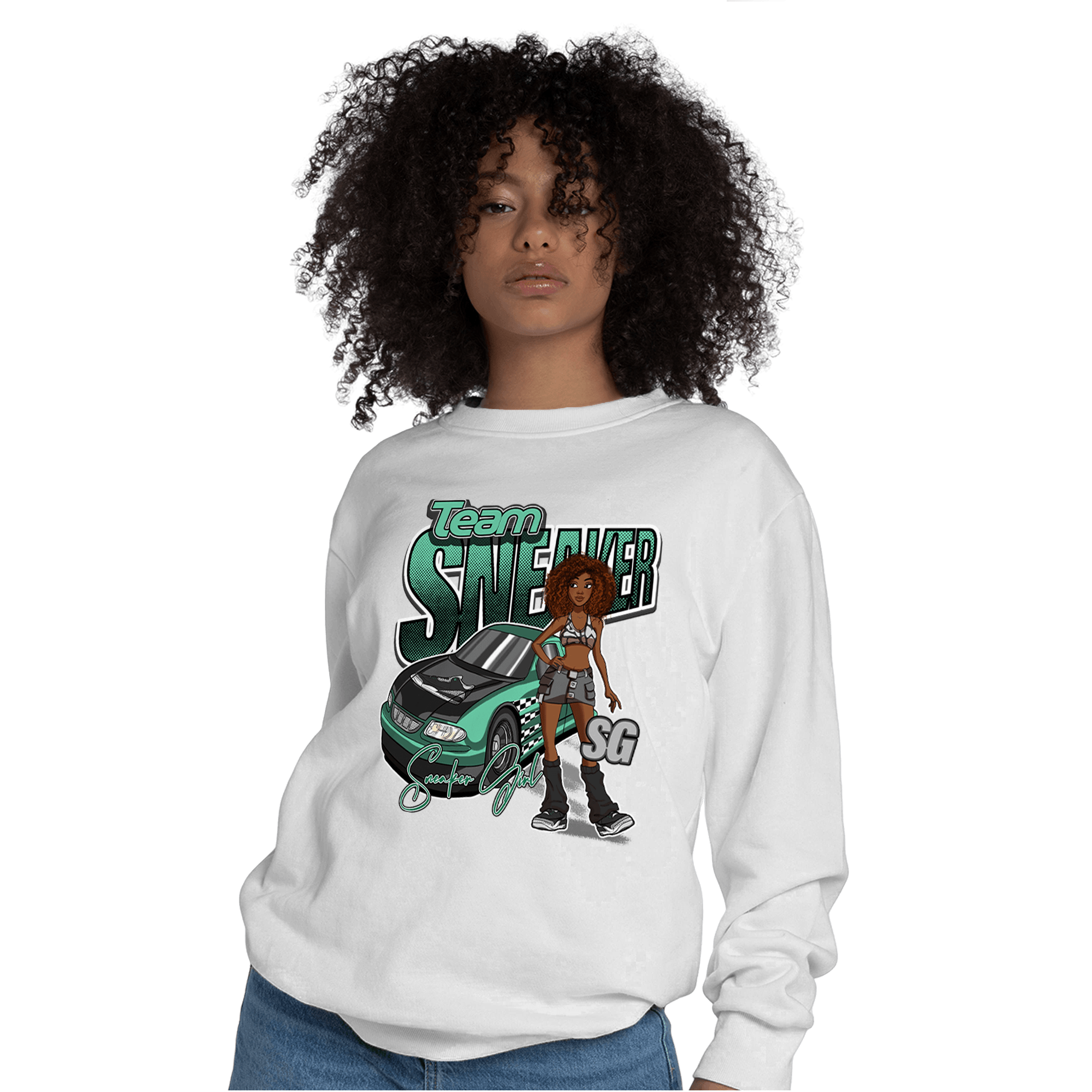 Green Glow 3s Sweatshirt Match Team Sneaker Girl - NastyJamz