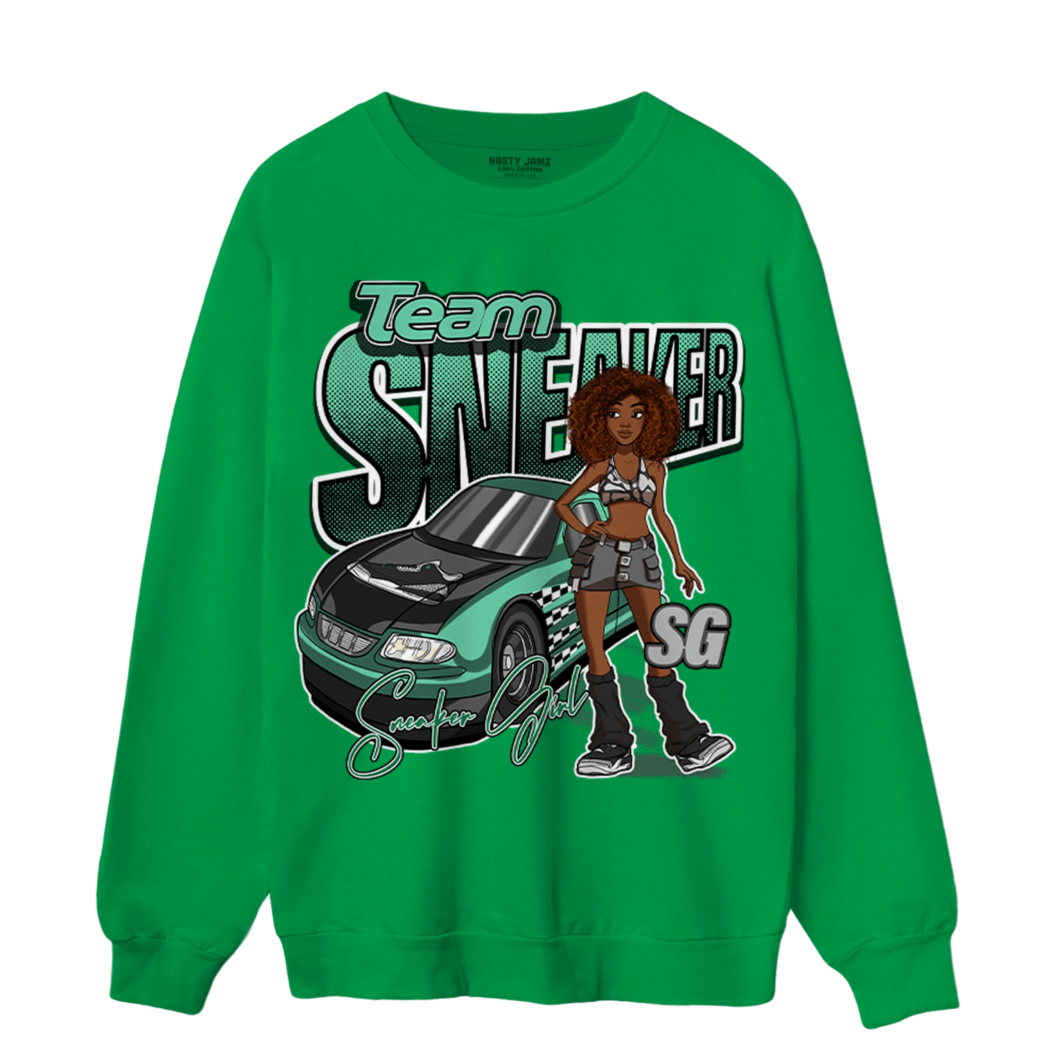 Green Glow 3s Sweatshirt Match Team Sneaker Girl - NastyJamz