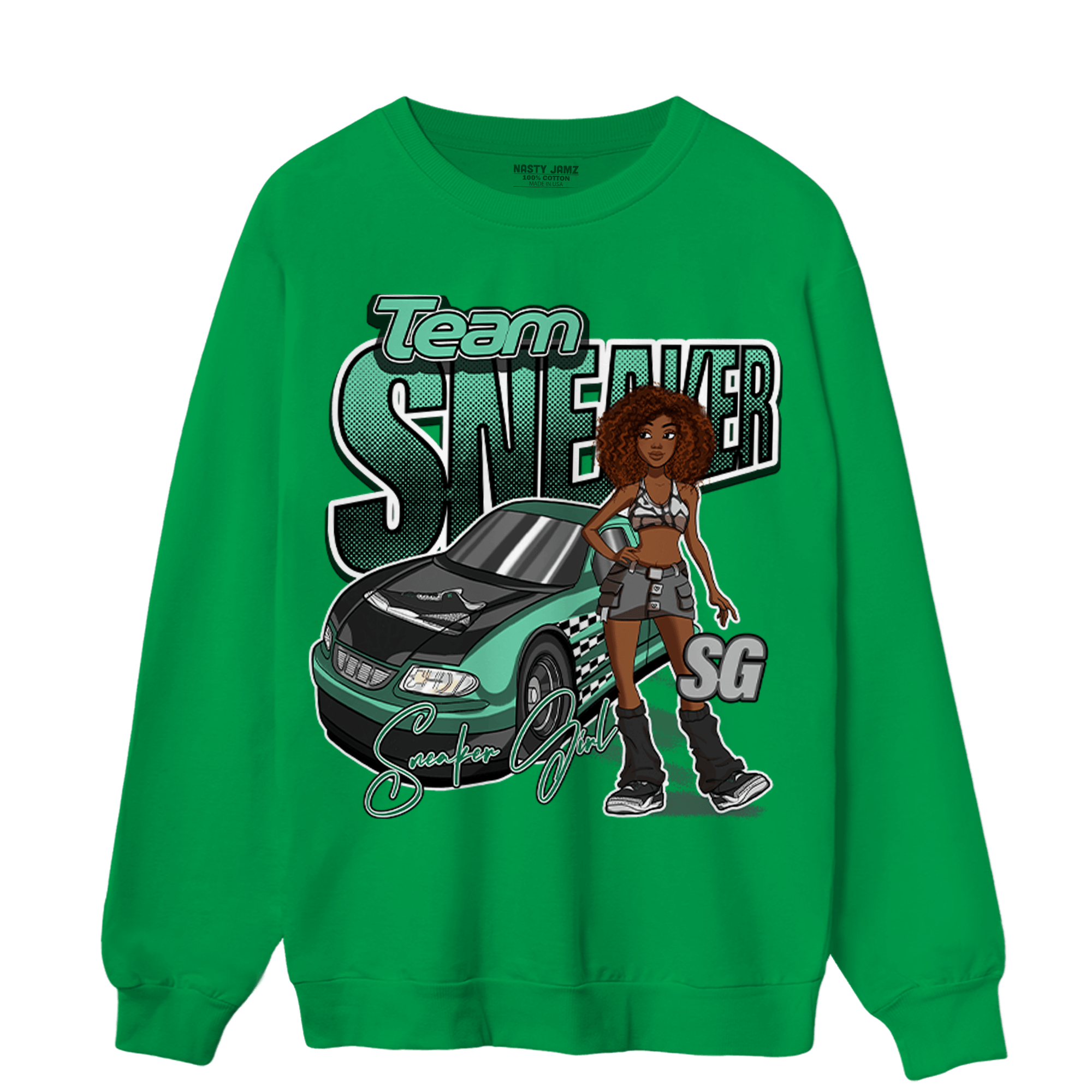 Green Glow 3s Sweatshirt Match Team Sneaker Girl - NastyJamz