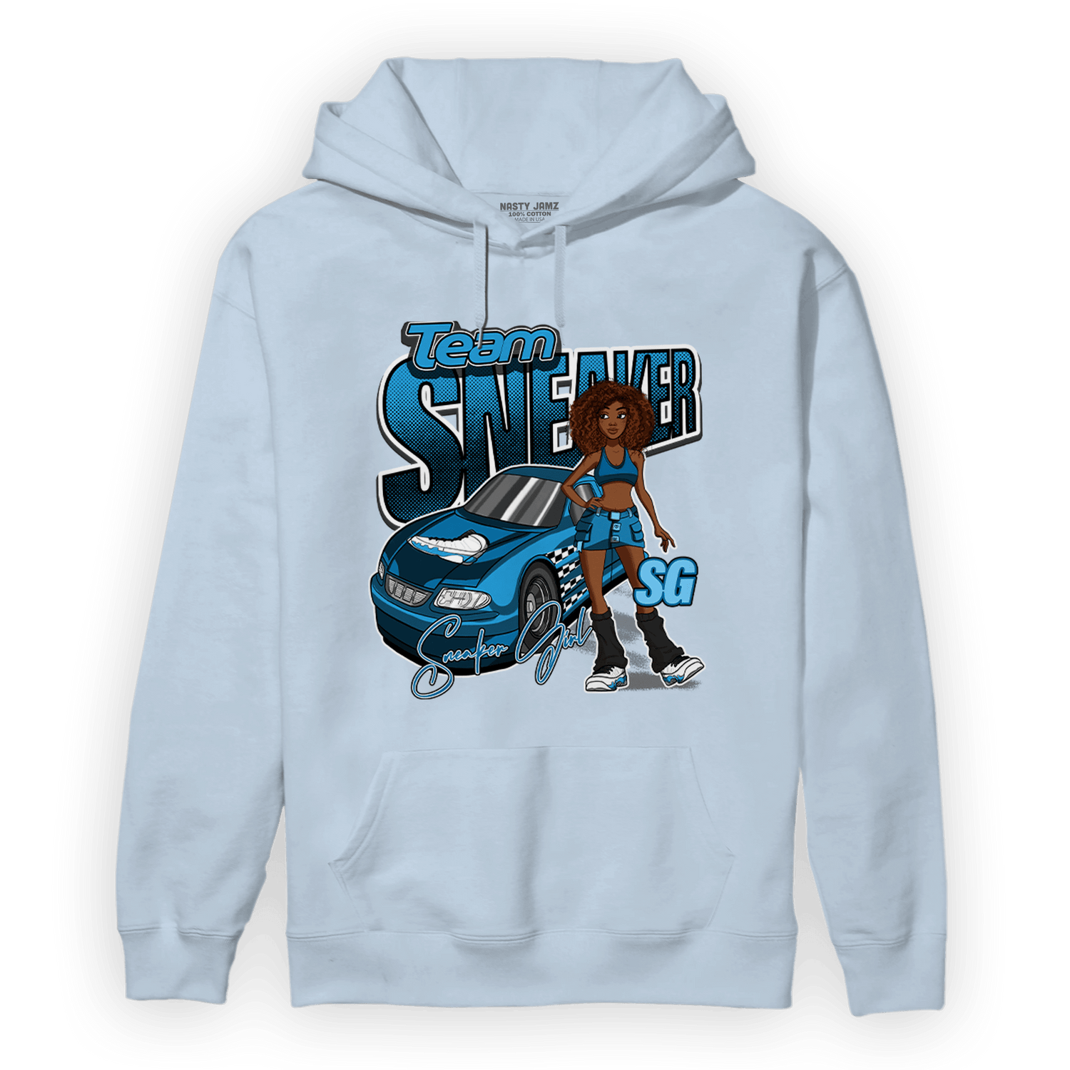 Powder Blue 9s Hoodie Match Team Sneaker Girl - NastyJamz