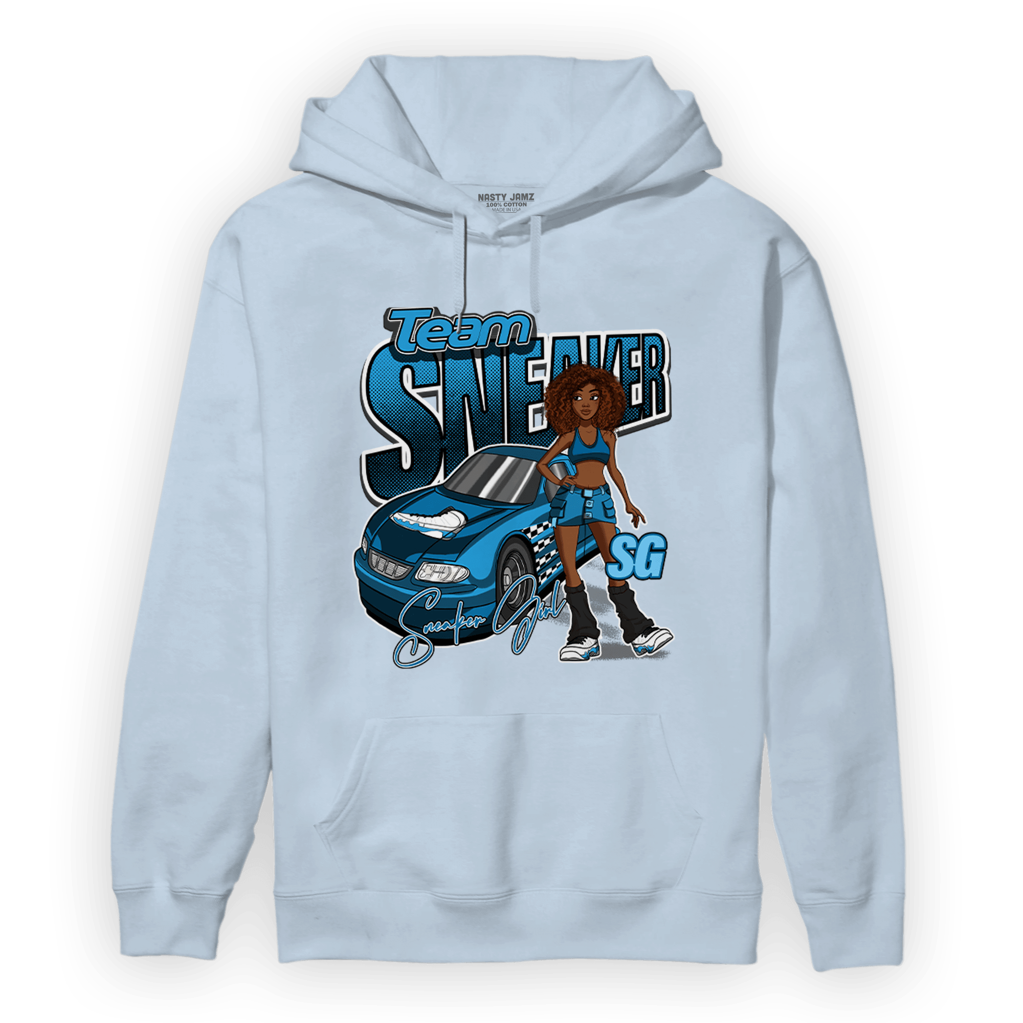 Powder Blue 9s Hoodie Match Team Sneaker Girl - NastyJamz