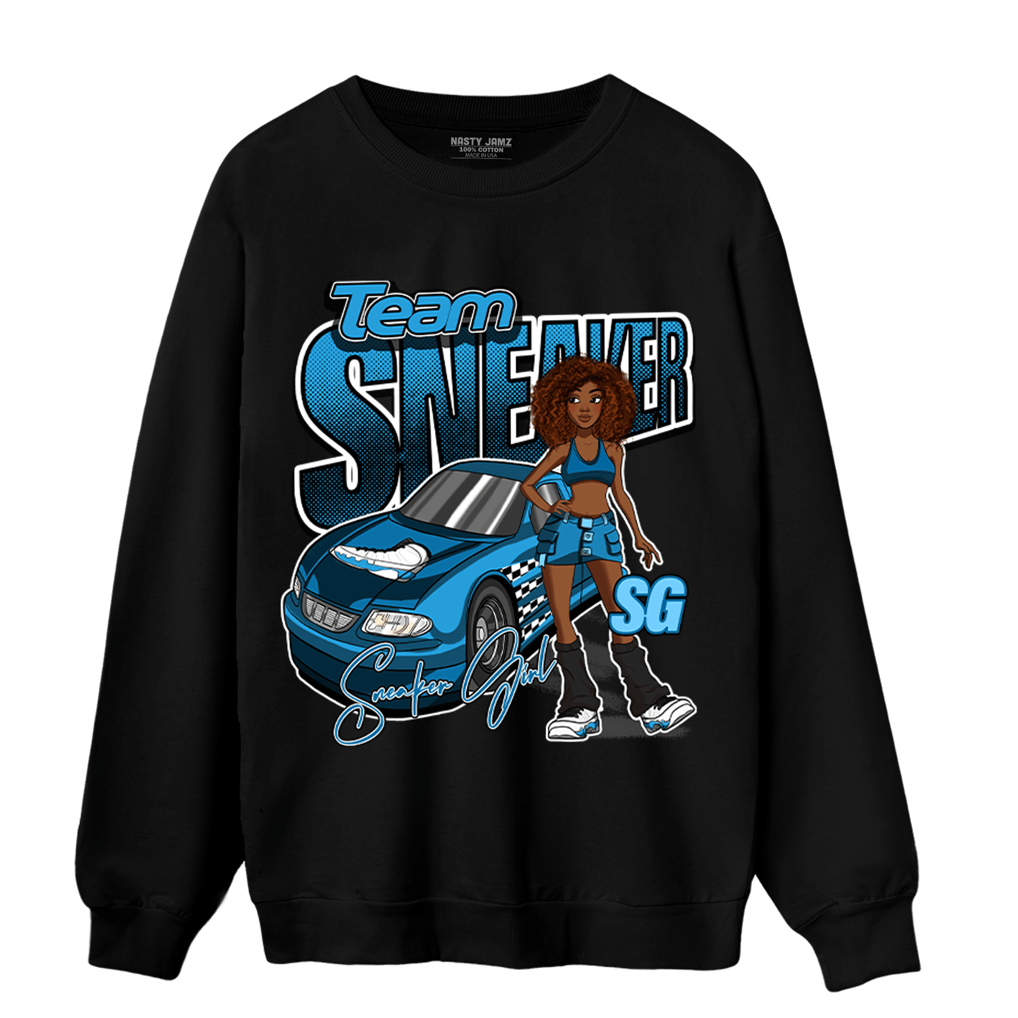 Powder Blue 9s Sweatshirt Match Team Sneaker Girl - NastyJamz