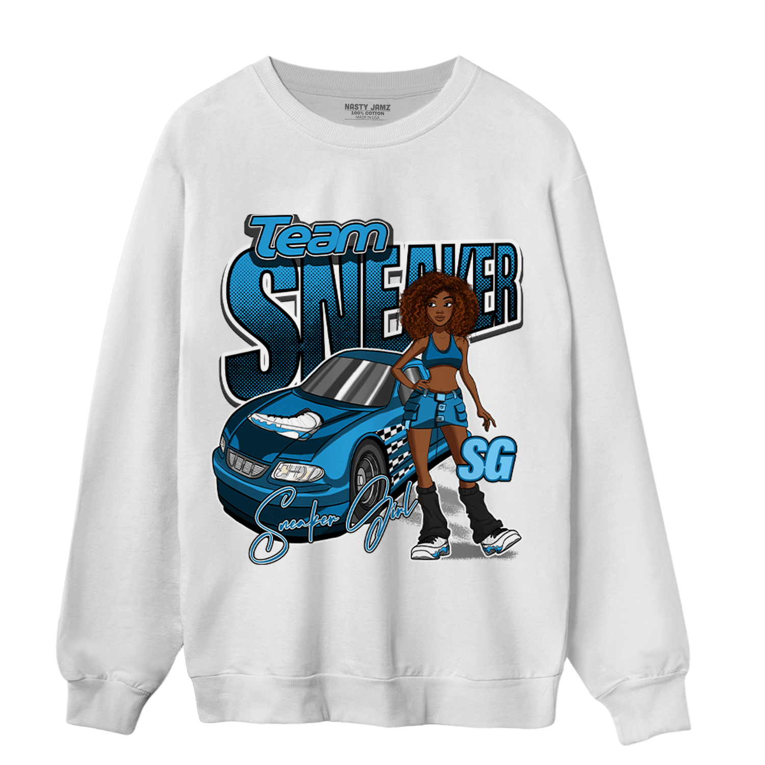 Powder Blue 9s Sweatshirt Match Team Sneaker Girl - NastyJamz
