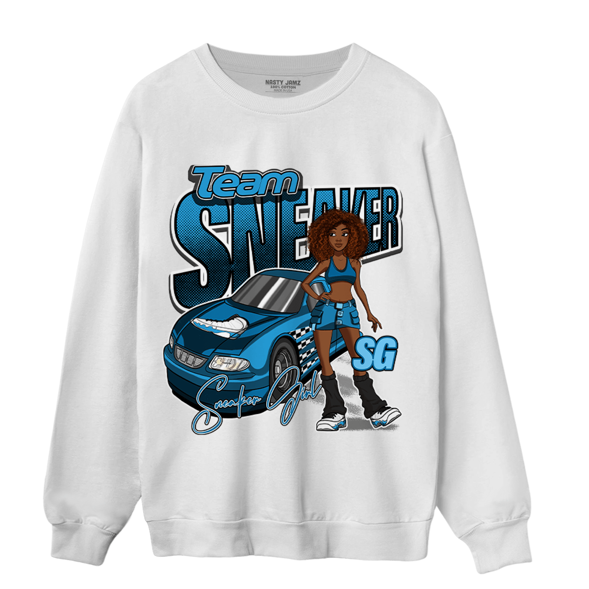 Powder Blue 9s Sweatshirt Match Team Sneaker Girl - NastyJamz