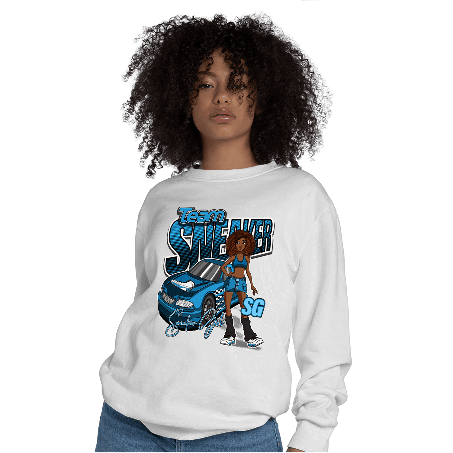 Powder Blue 9s Sweatshirt Match Team Sneaker Girl - NastyJamz