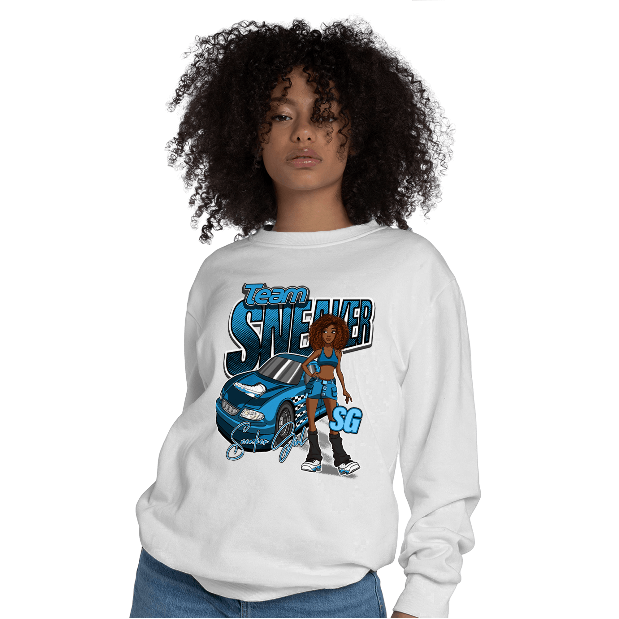 Powder Blue 9s Sweatshirt Match Team Sneaker Girl - NastyJamz