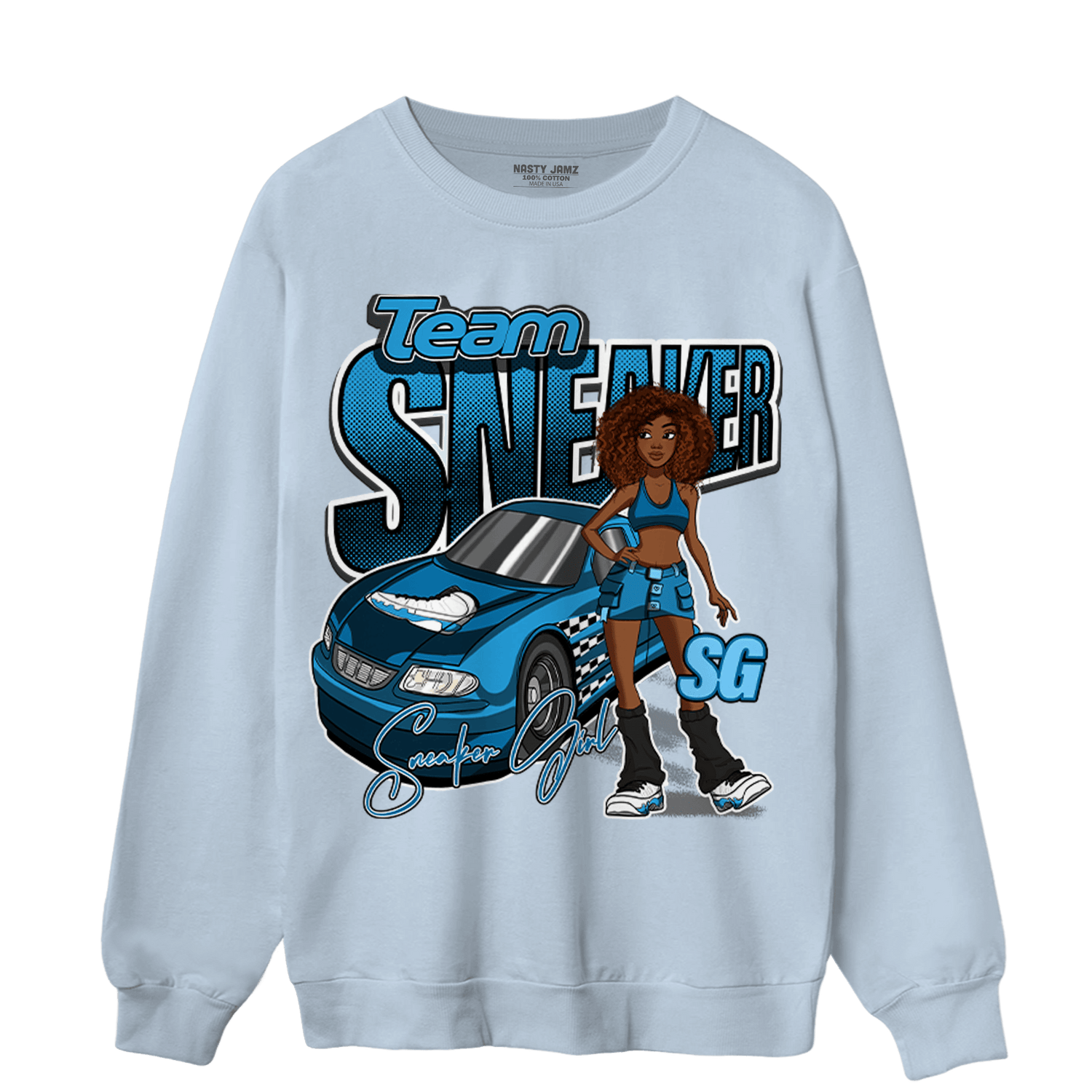 Powder Blue 9s Sweatshirt Match Team Sneaker Girl - NastyJamz