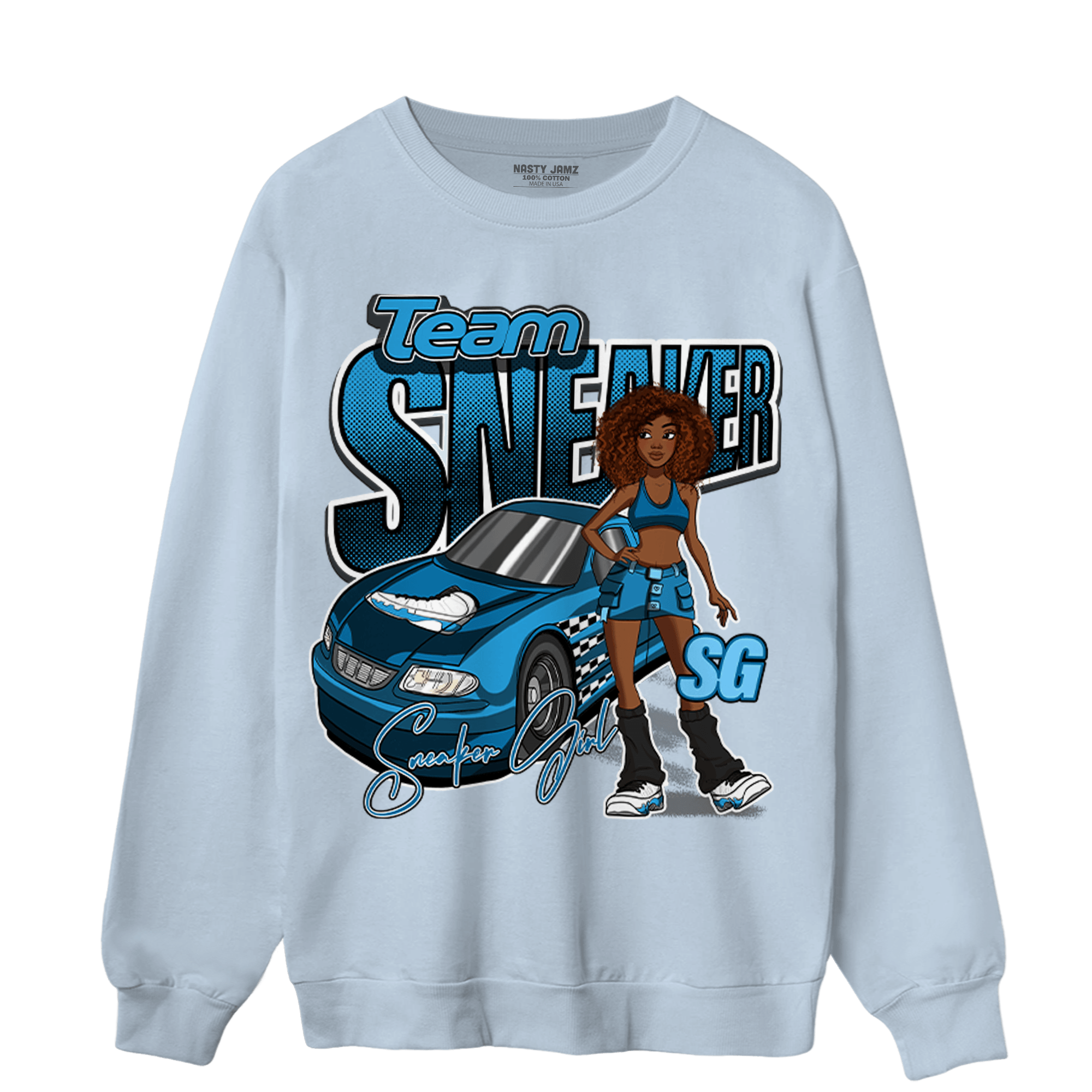 Powder Blue 9s Sweatshirt Match Team Sneaker Girl - NastyJamz