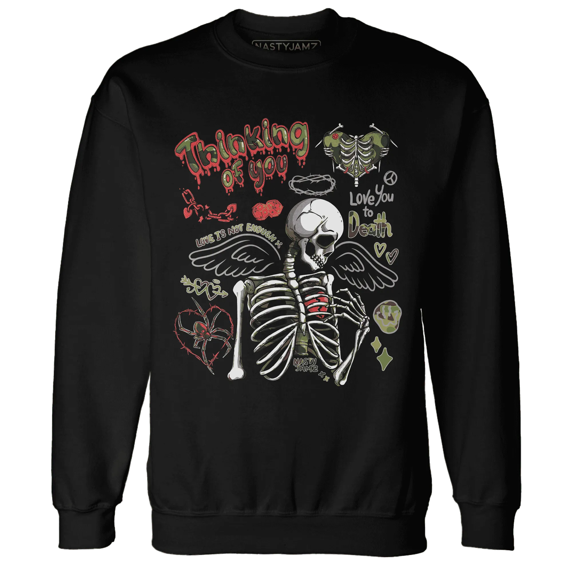 AM-90-Dark-Sage-Solar-Red-NastyJamz-Sweatshirt-Match-Thinking-Of-You