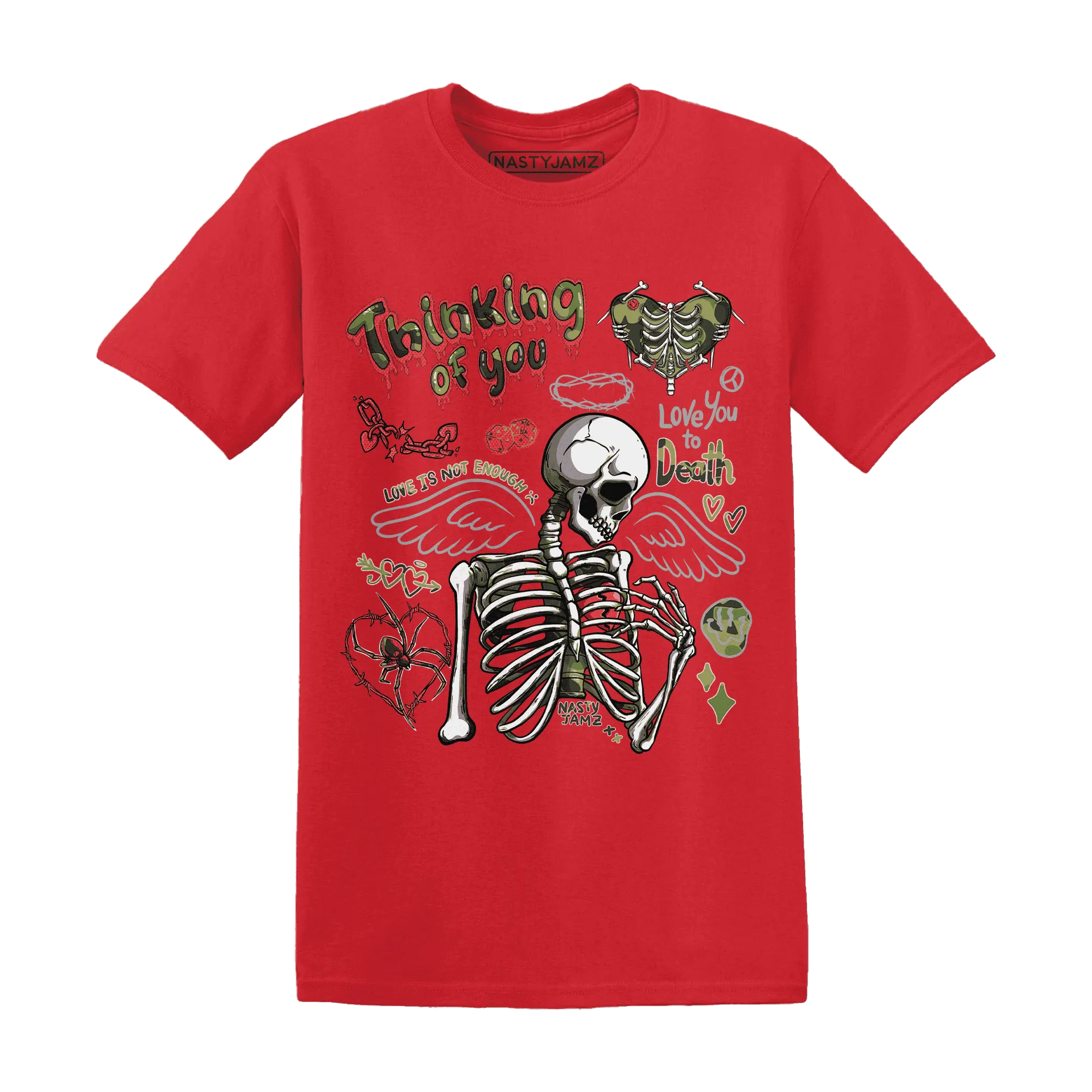 AM-90-Dark-Sage-Solar-Red-NastyJamz-T-Shirt-Match-Thinking-Of-You
