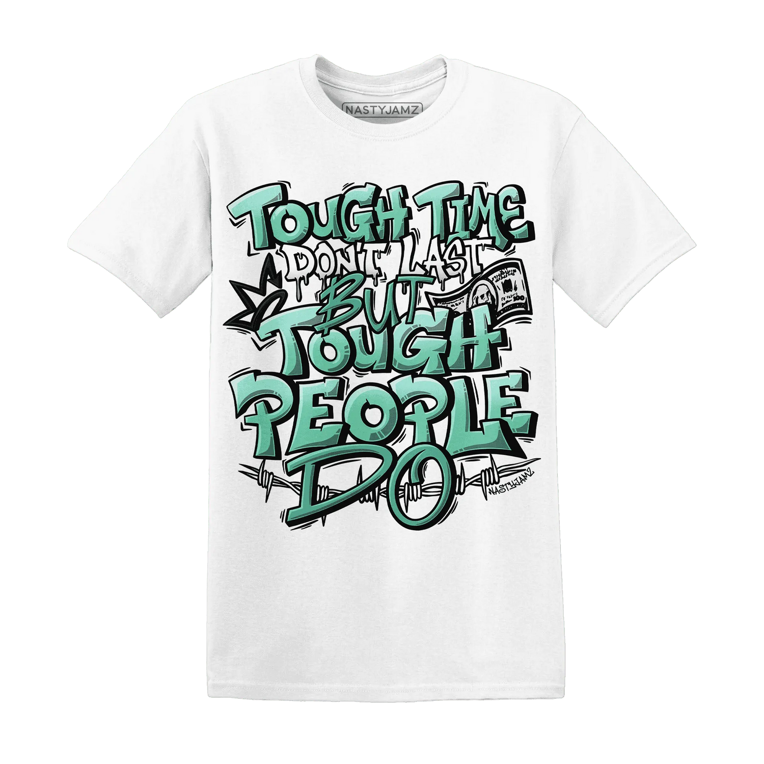 High-OG-Green-Glow-1s-T-Shirt-Match-Tough-People-Never-Fall