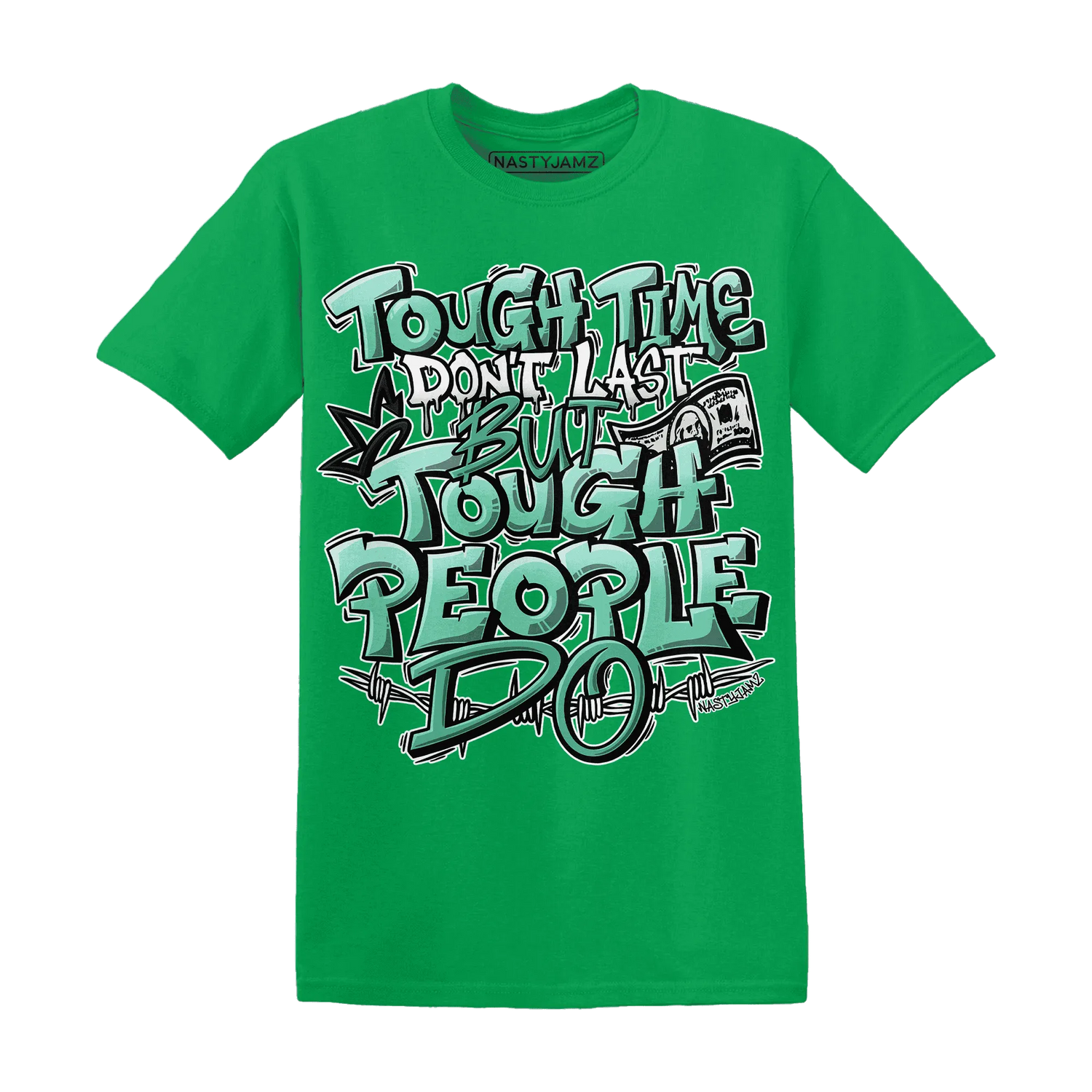 High-OG-Green-Glow-1s-T-Shirt-Match-Tough-People-Never-Fall