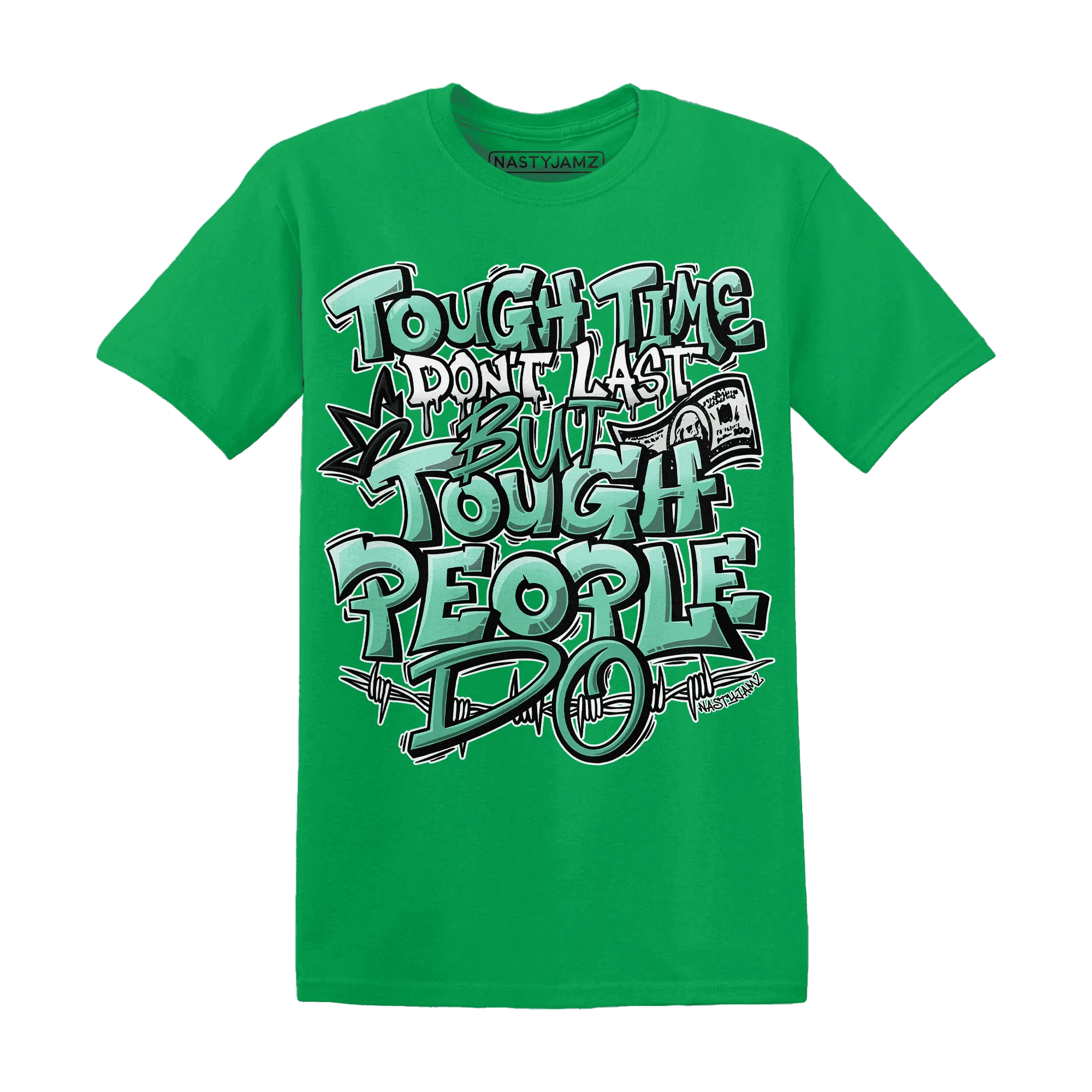 High-OG-Green-Glow-1s-T-Shirt-Match-Tough-People-Never-Fall