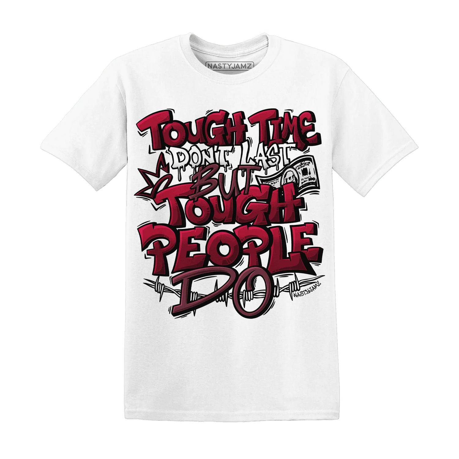 High-White-Team-Red-1s-T-Shirt-Match-Tough-People-Never-Fall